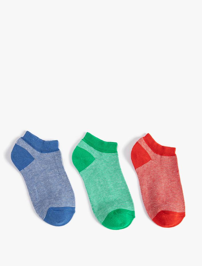 Erkek Çocuk Çorap 3’lü Çizgili Pamuk Karışımlı