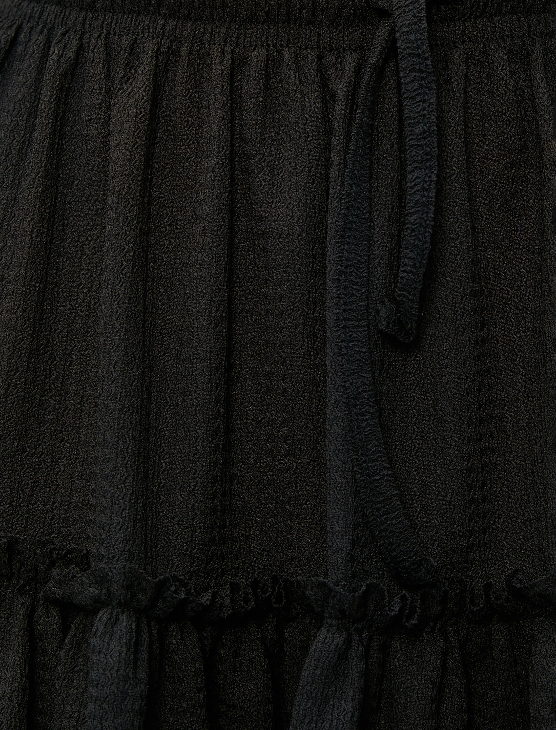   Katlı Mini Etek Beli Bağlamalı