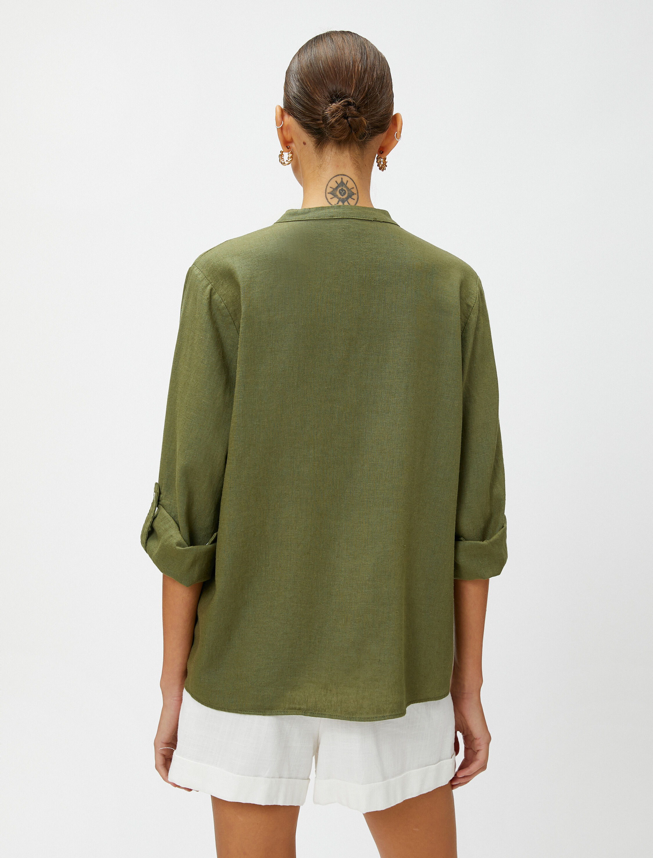   Hakim Yaka Gömlek Keten Karışımlı