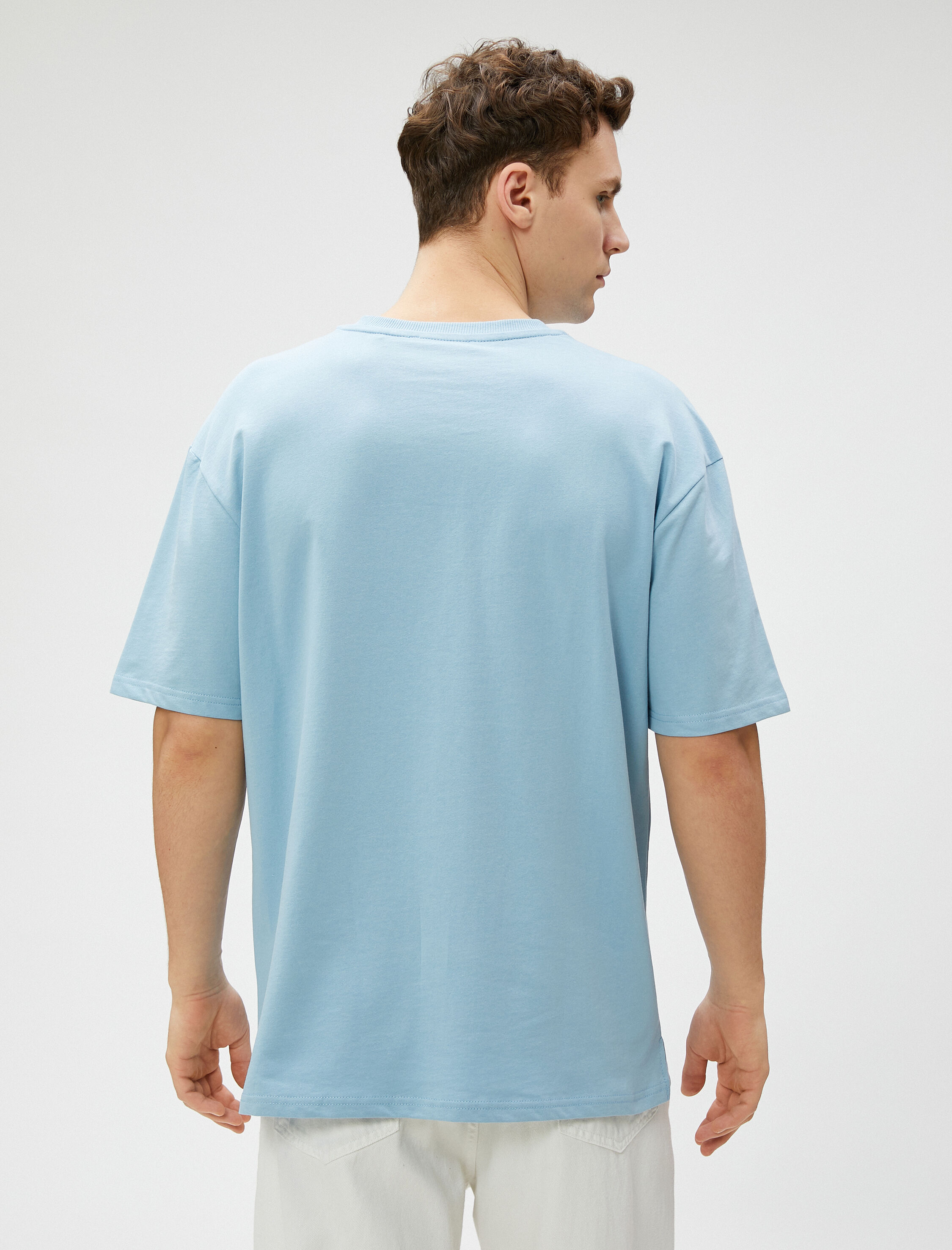   Basic Oversize Tişört Bisiklet Yaka Kısa Kollu Pamuklu