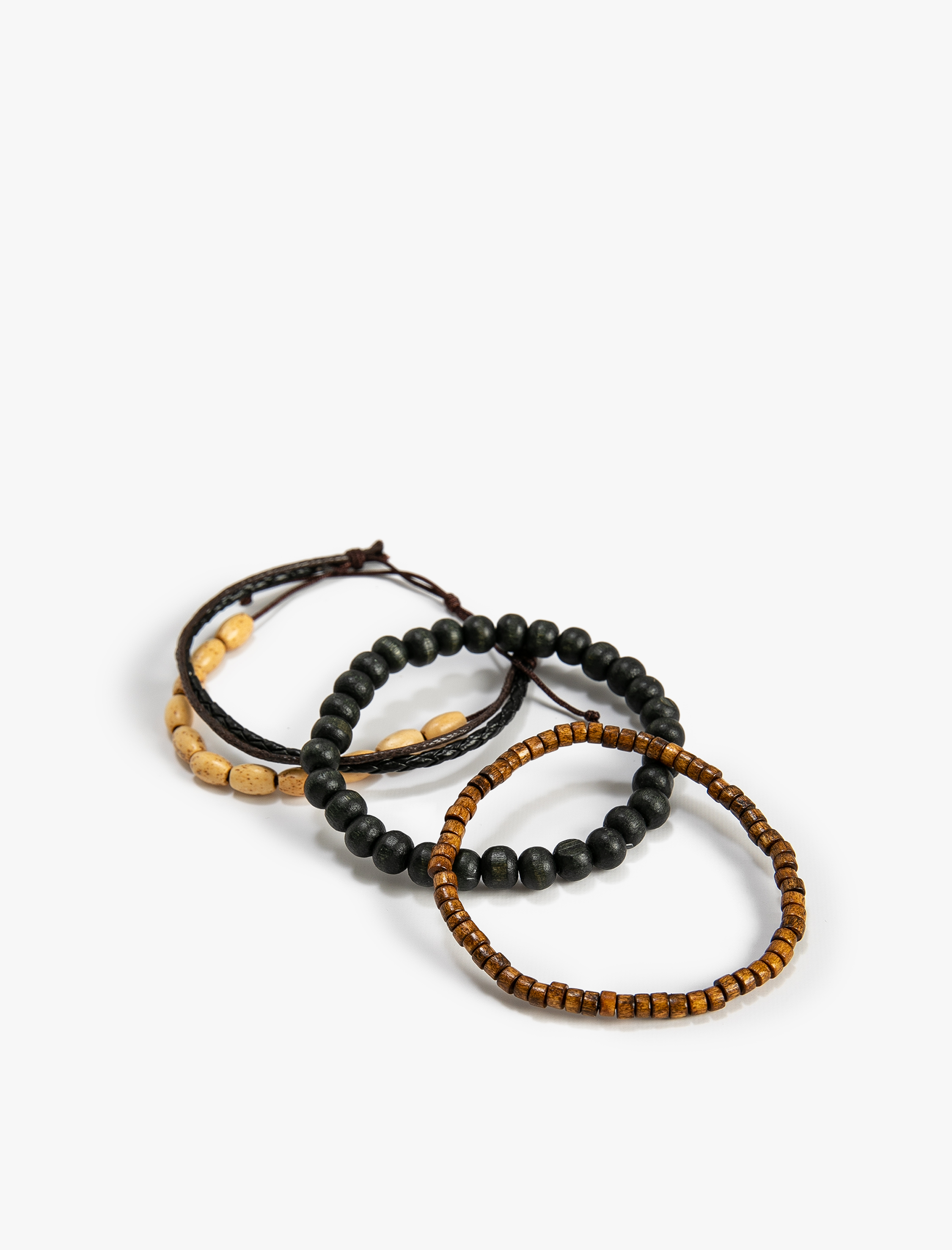  Erkek 4'lü Bileklik Seti Ahşap Boncuklu