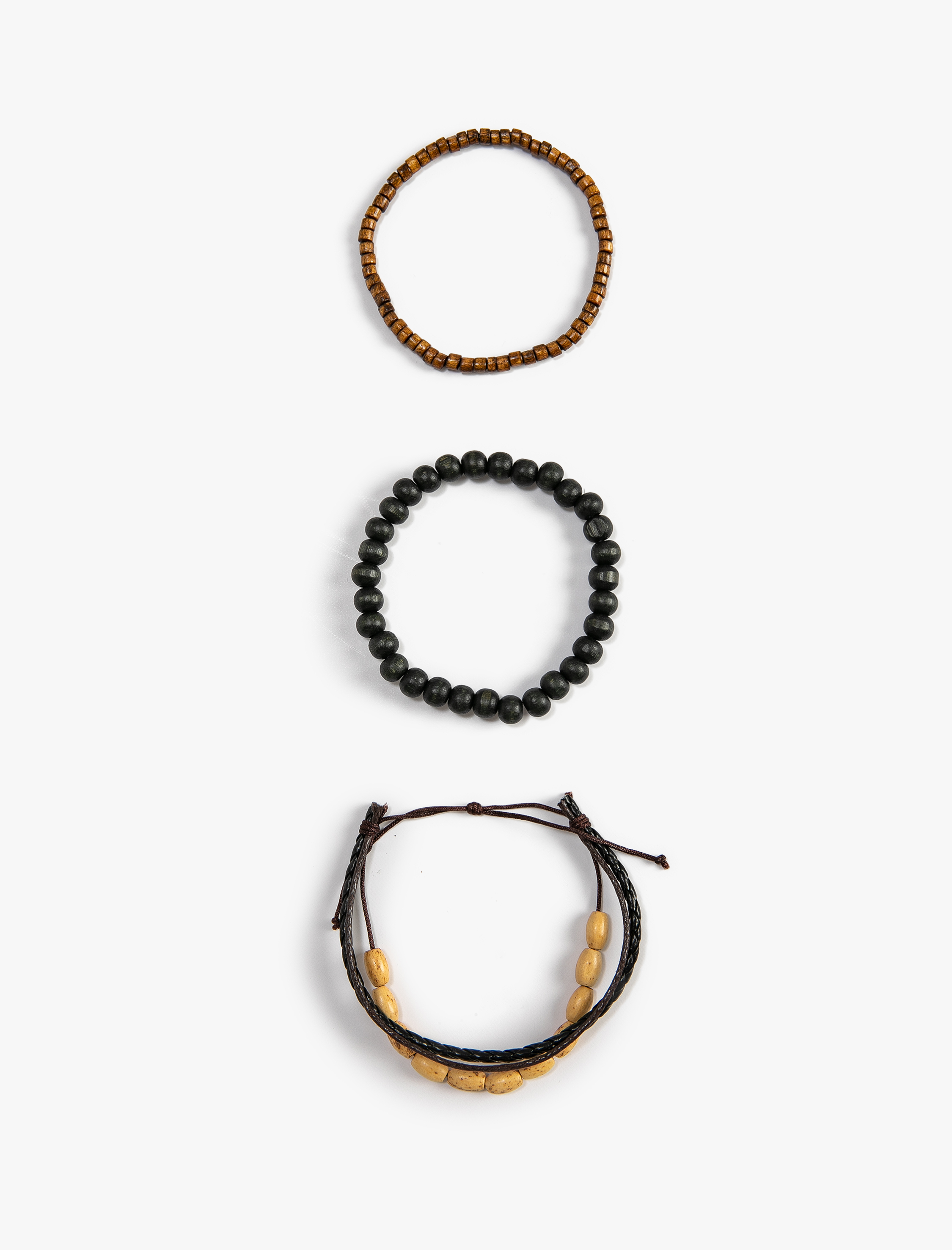  Erkek 4'lü Bileklik Seti Ahşap Boncuklu