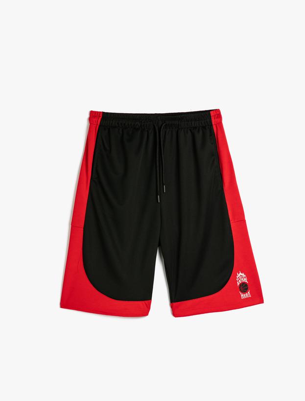  Oversize Spor Şort Basketbol Baskılı Beli Bağcıklı Cepli