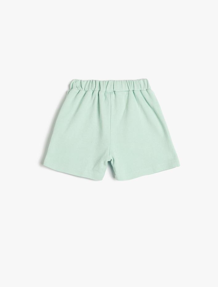 Erkek Bebek Şort Cepli Beli Bağlamalı Baskı Detaylı Pamuklu