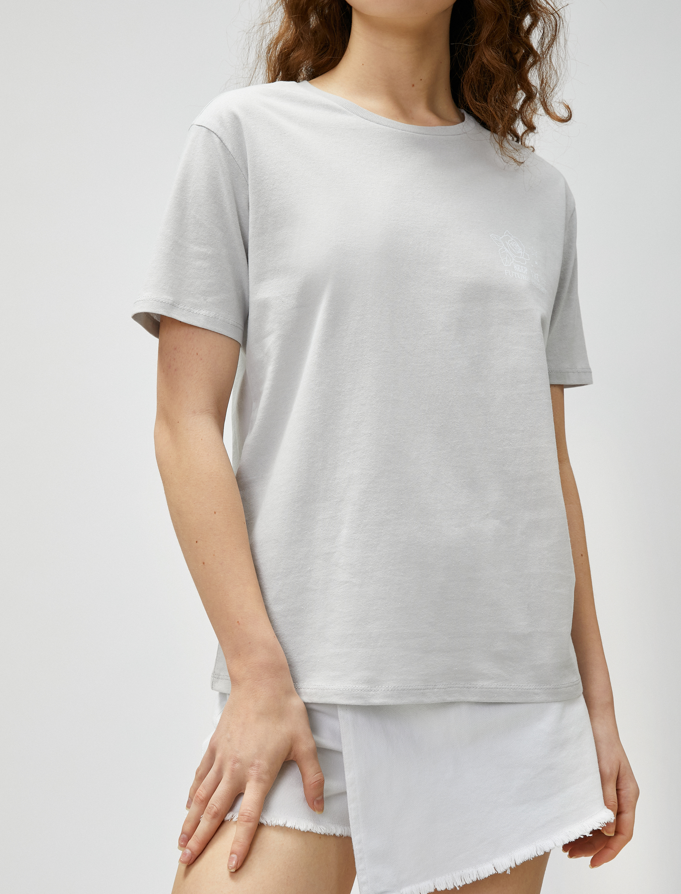   Oversize Tişört Sırt Baskılı Bisiklet Yaka Kısa Kollu Pamuklu