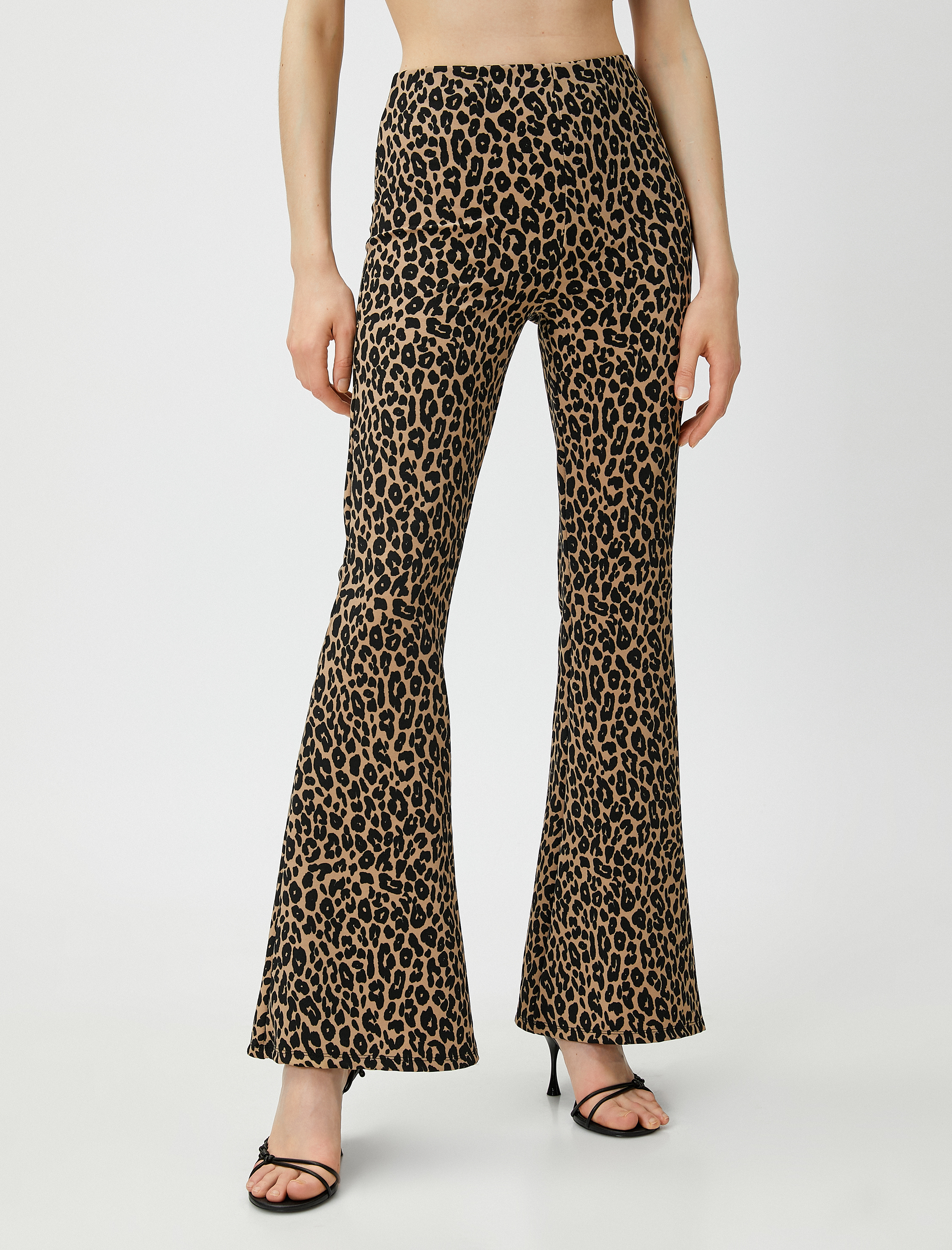   Leopar Desenli İspanyol Paça Tayt