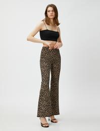 Leopar Desenli İspanyol Paça Tayt