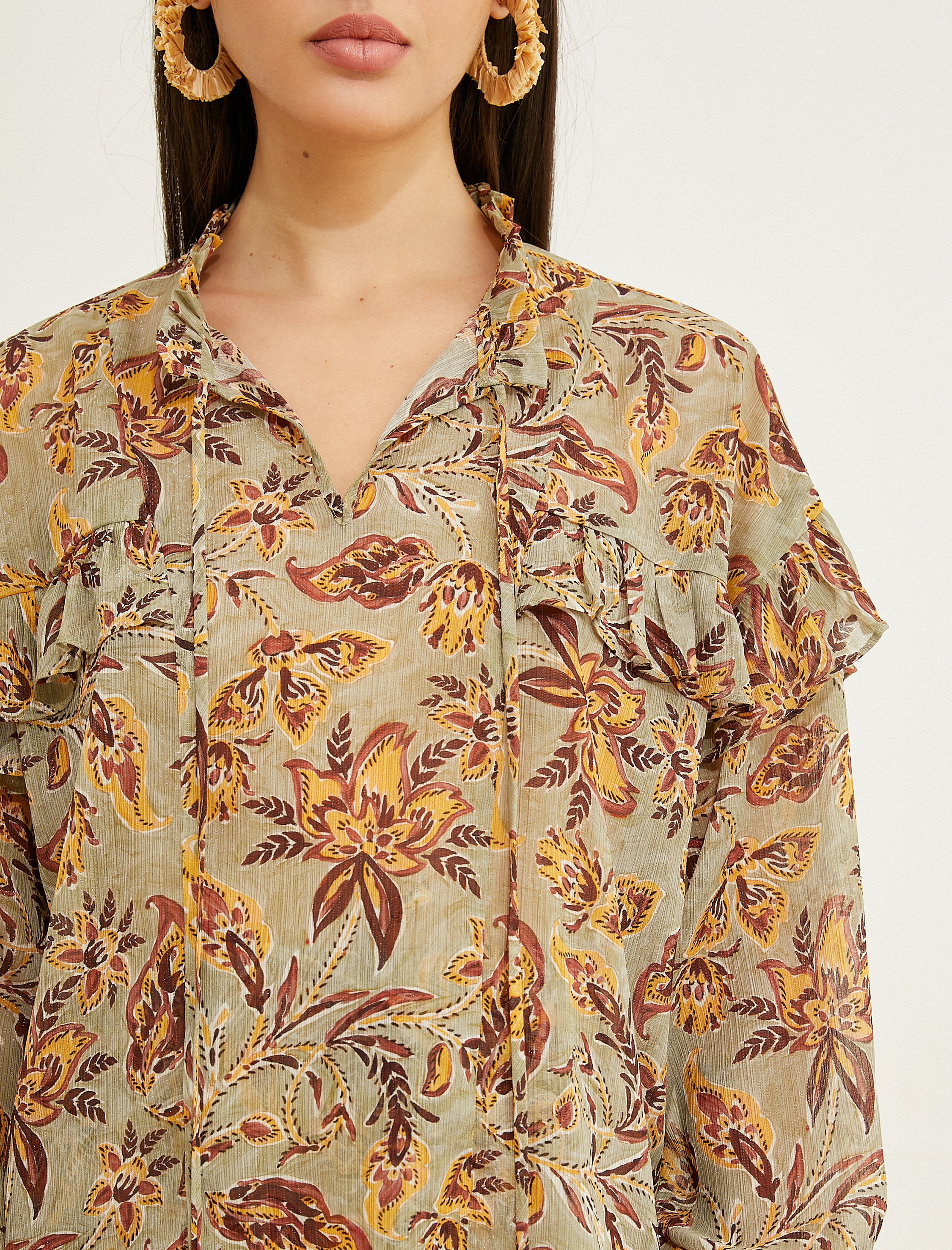   Fırfırlı Bluz Uzun Kollu