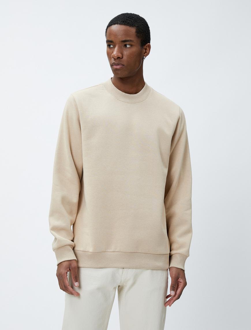   Basic Sweatshirt Bisiklet Yaka Uzun Kollu