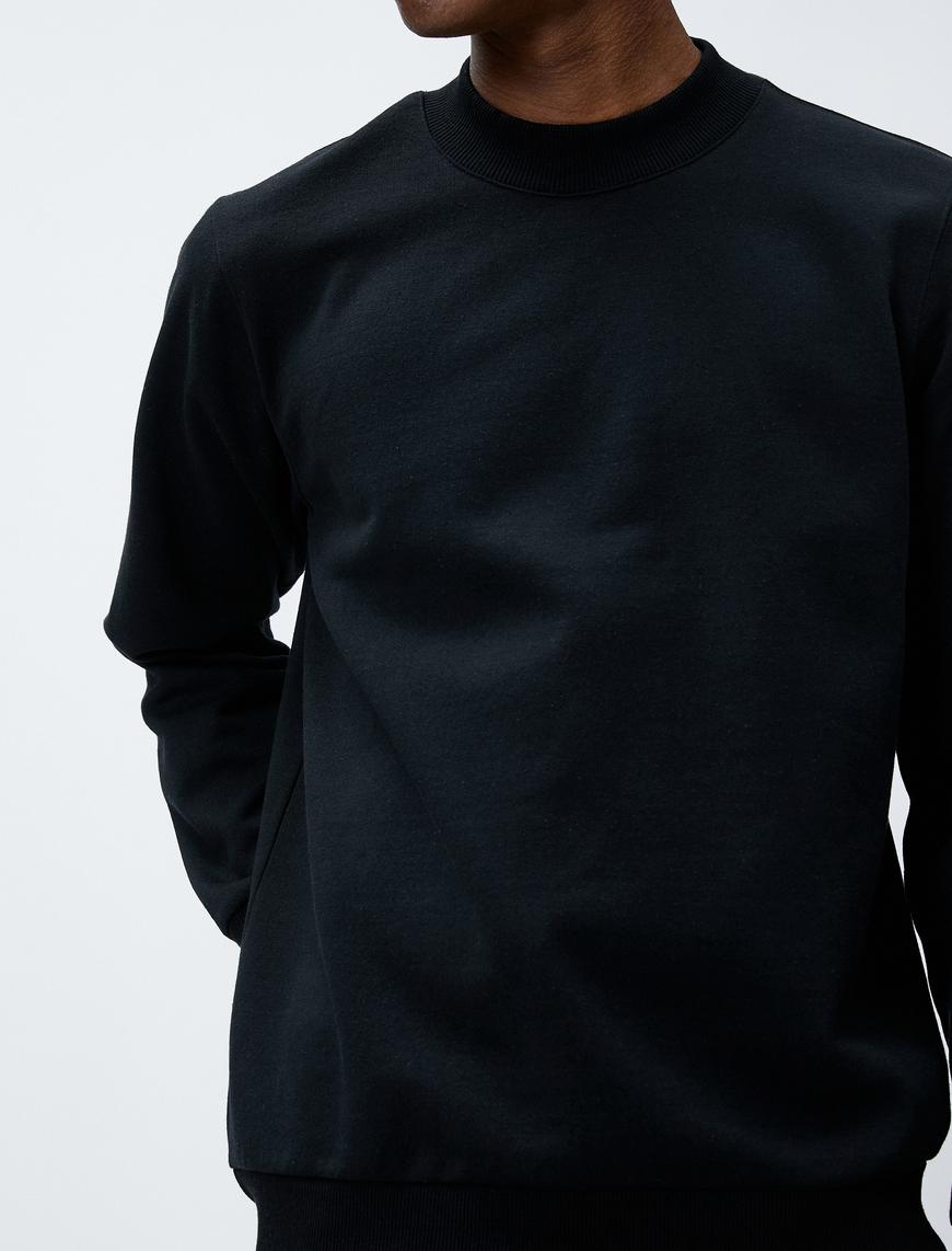   Basic Sweatshirt Bisiklet Yaka Uzun Kollu