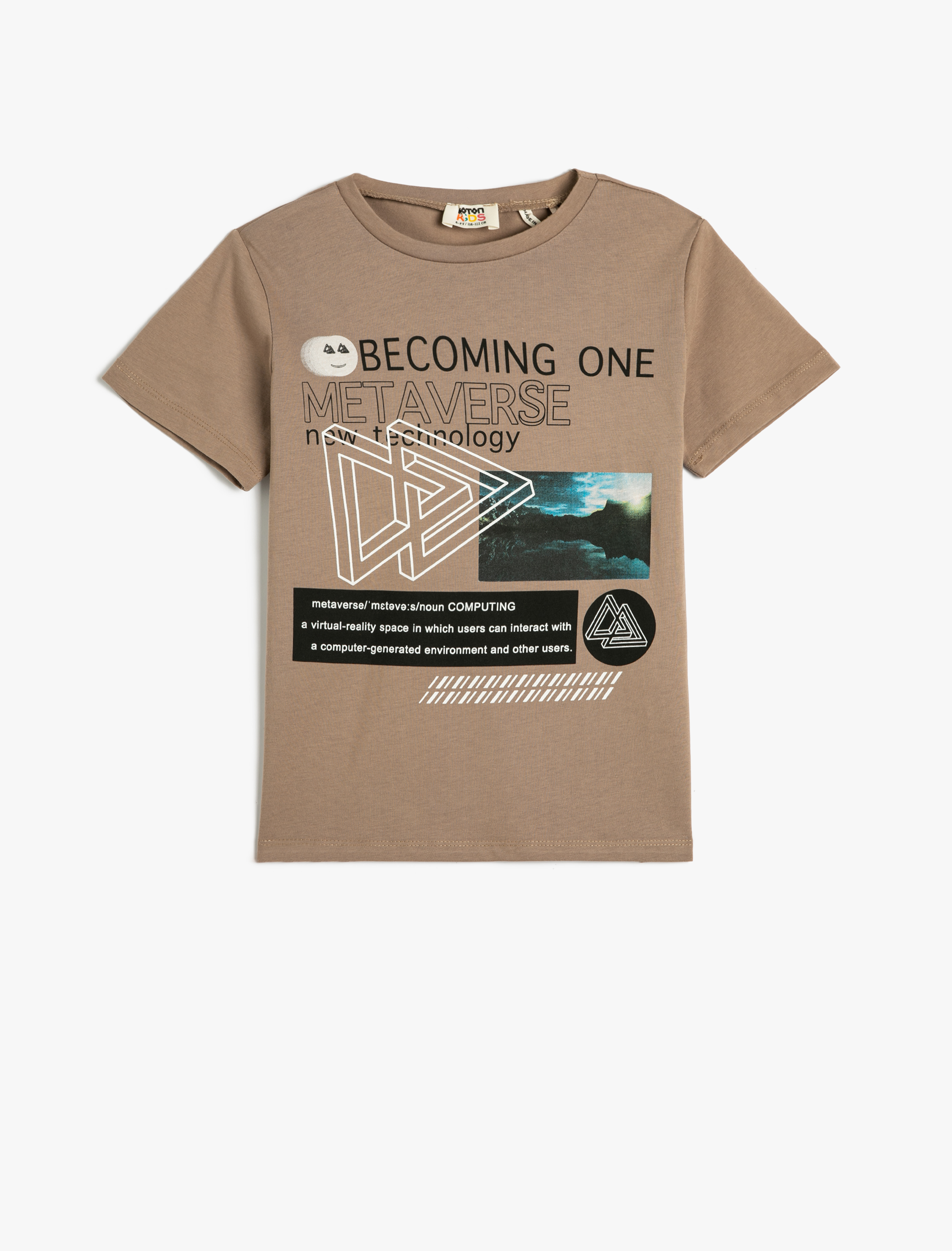  Erkek Çocuk Tişört Kısa Kollu Bisiklet Yaka Baskılı Pamuklu