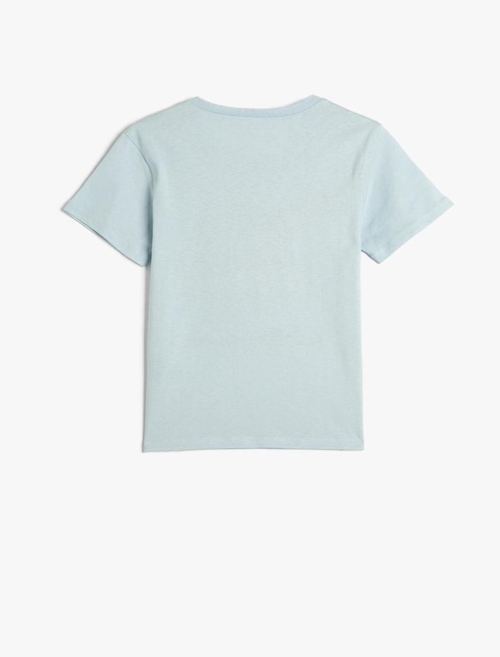 Erkek Çocuk Tişört Dinozor Baskılı Kısa Kollu Bisiklet Yaka Pamuklu