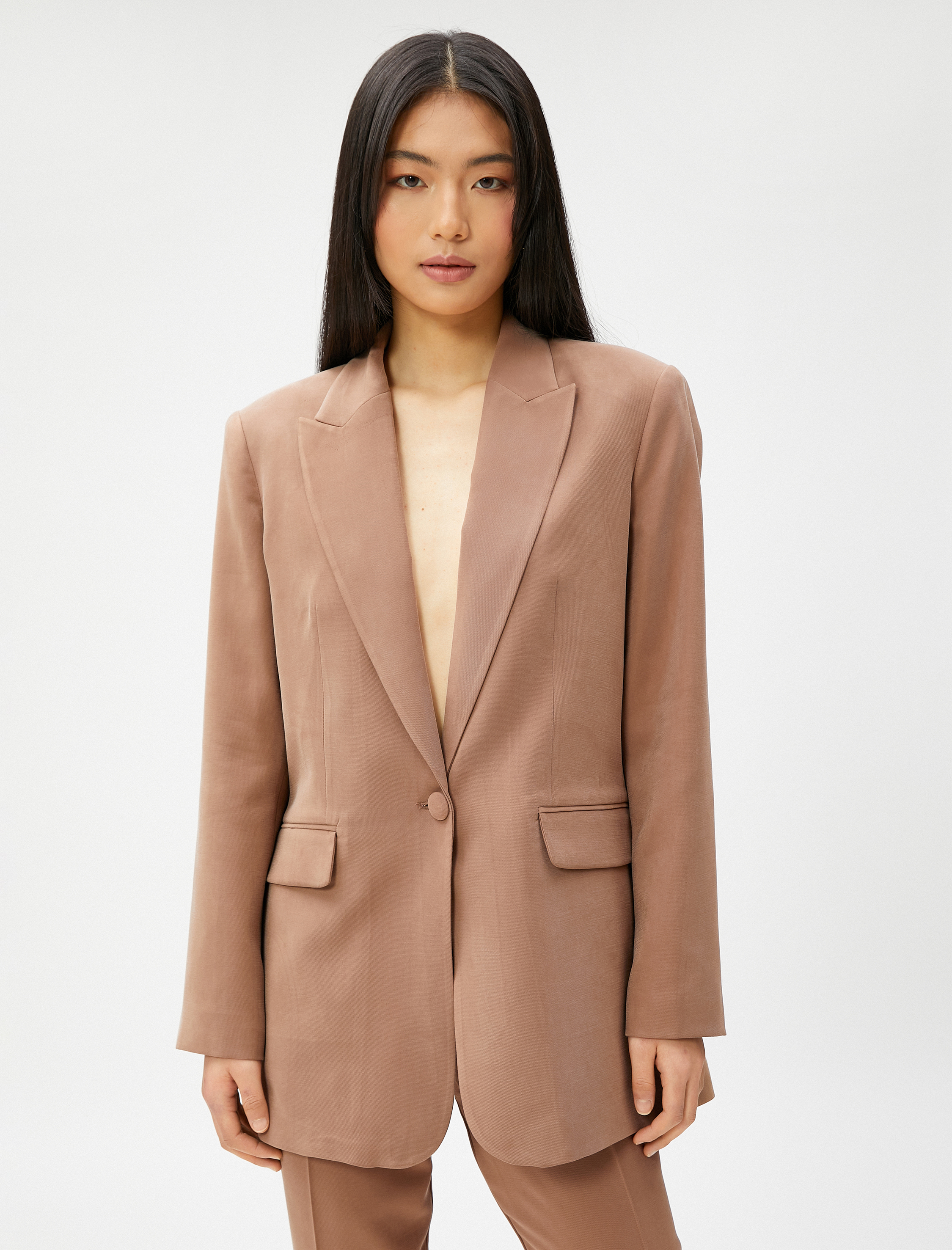   Tek Düğmeli Blazer Ceket Rayon Karışımlı