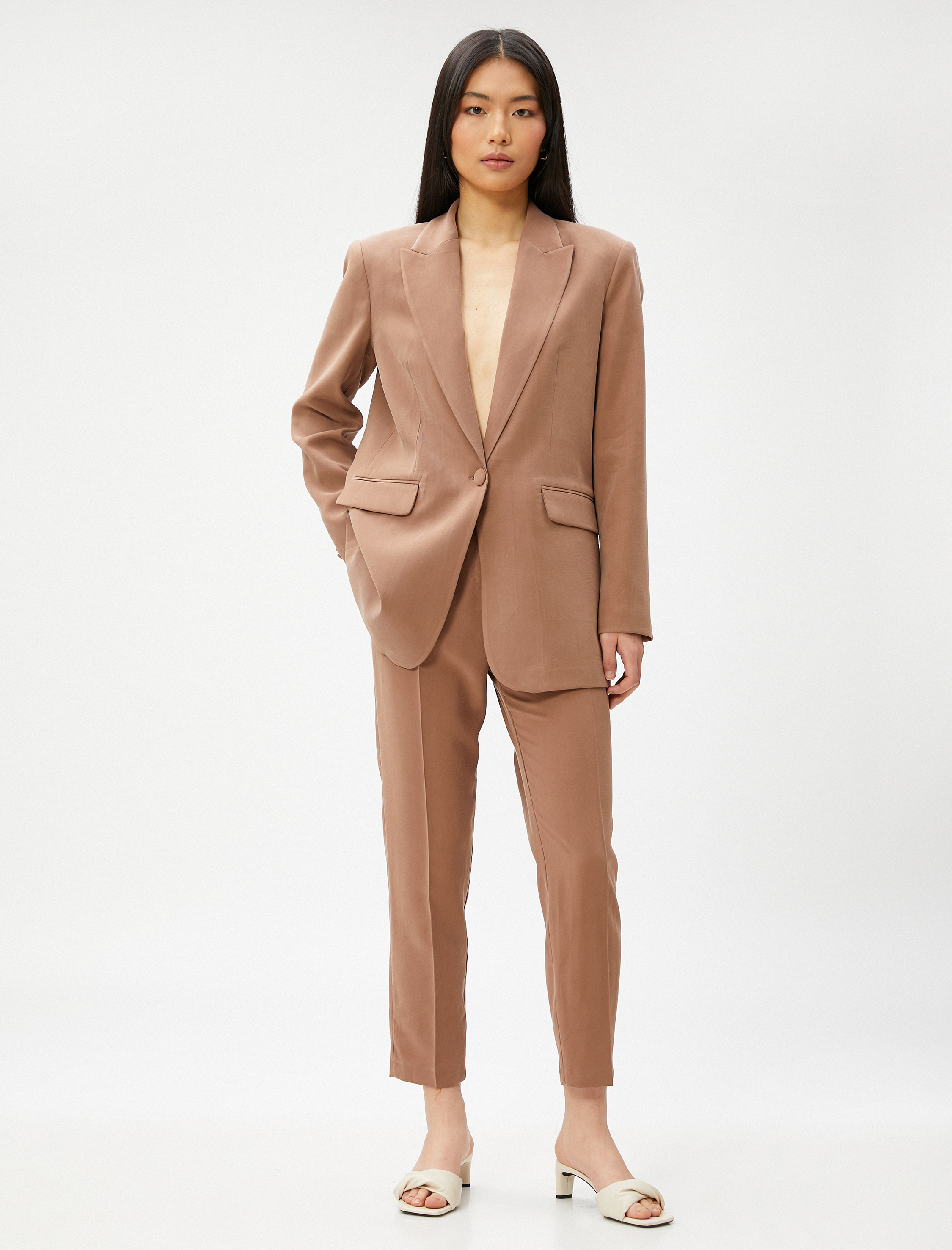   Tek Düğmeli Blazer Ceket Rayon Karışımlı