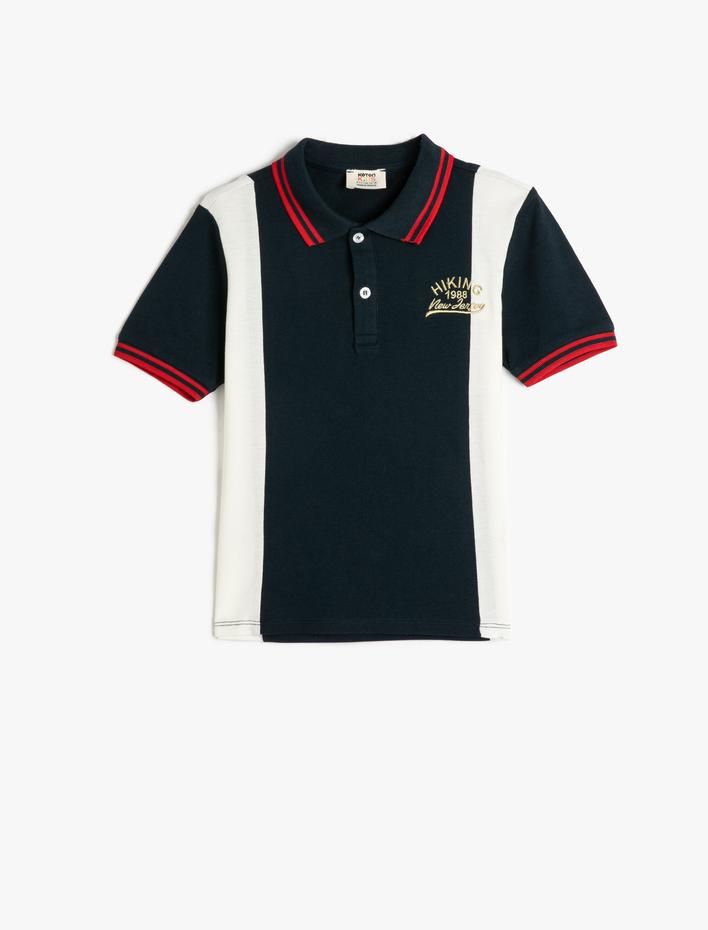 Erkek Çocuk Polo Tişört Kısa Kollu Renk Bloklu Pamuklu