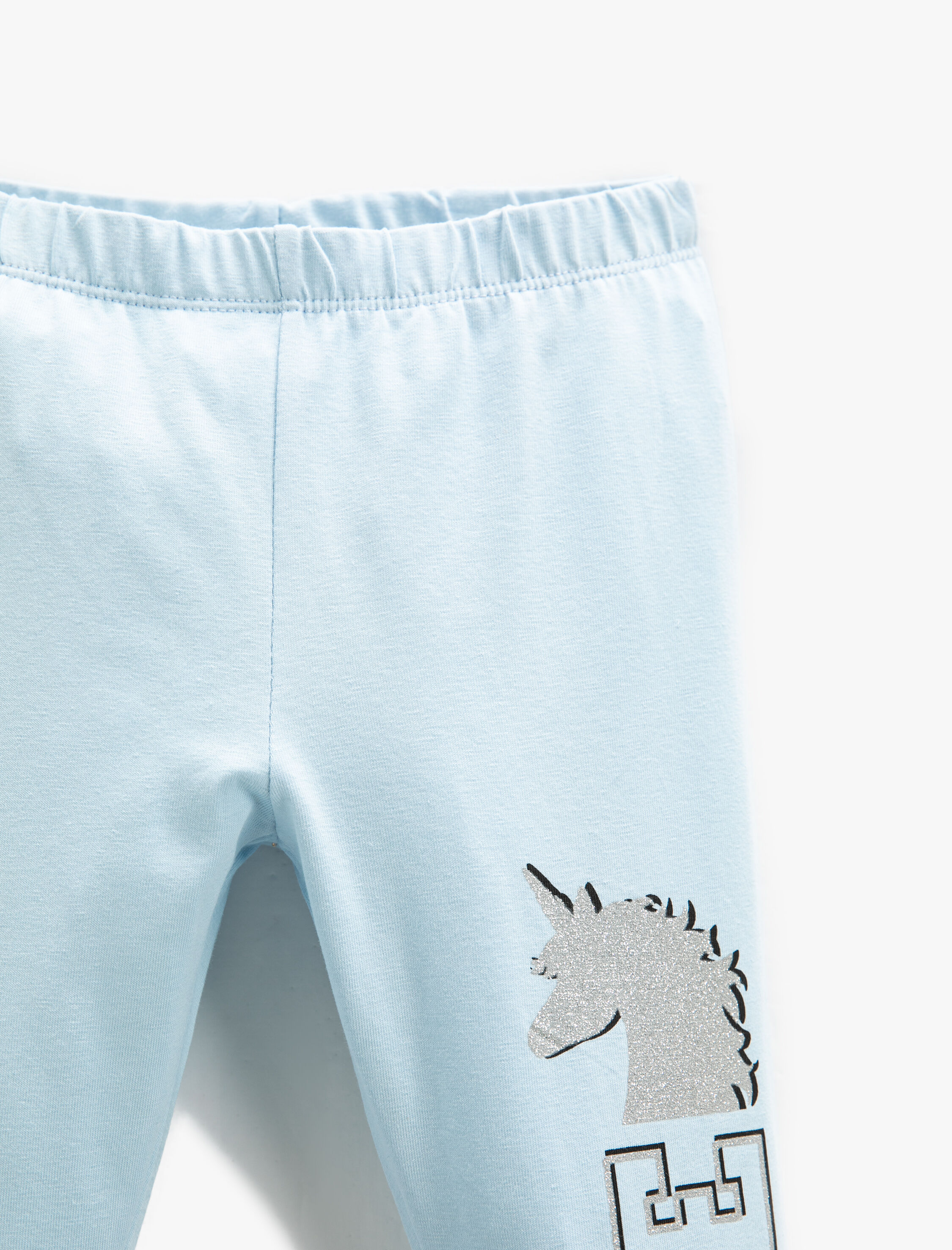 Kız Çocuk Unicorn Tayt Beli Lastikli Pamuklu