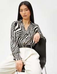 Zebra Desenli Saten Gömlek