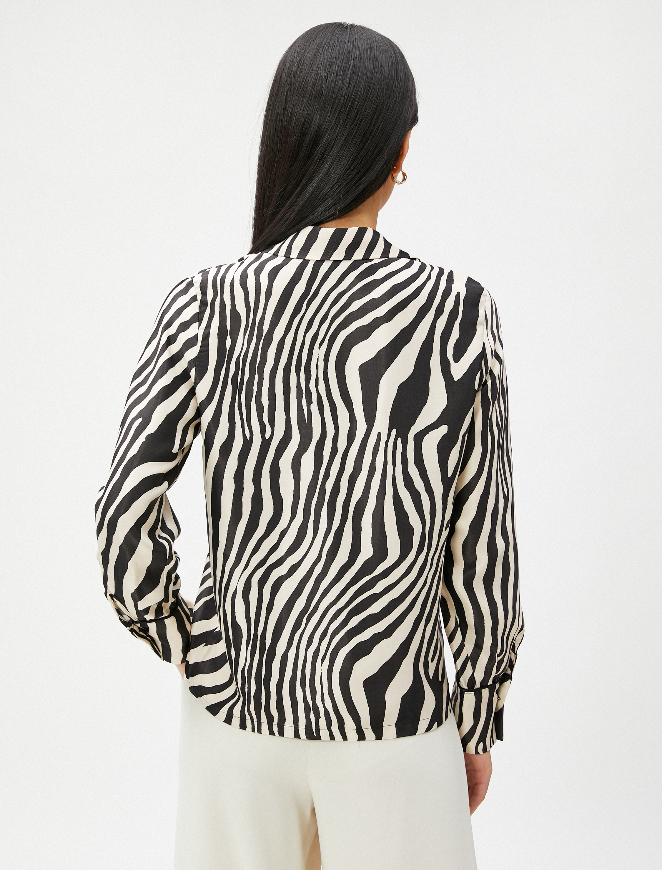   Zebra Desenli Saten Gömlek