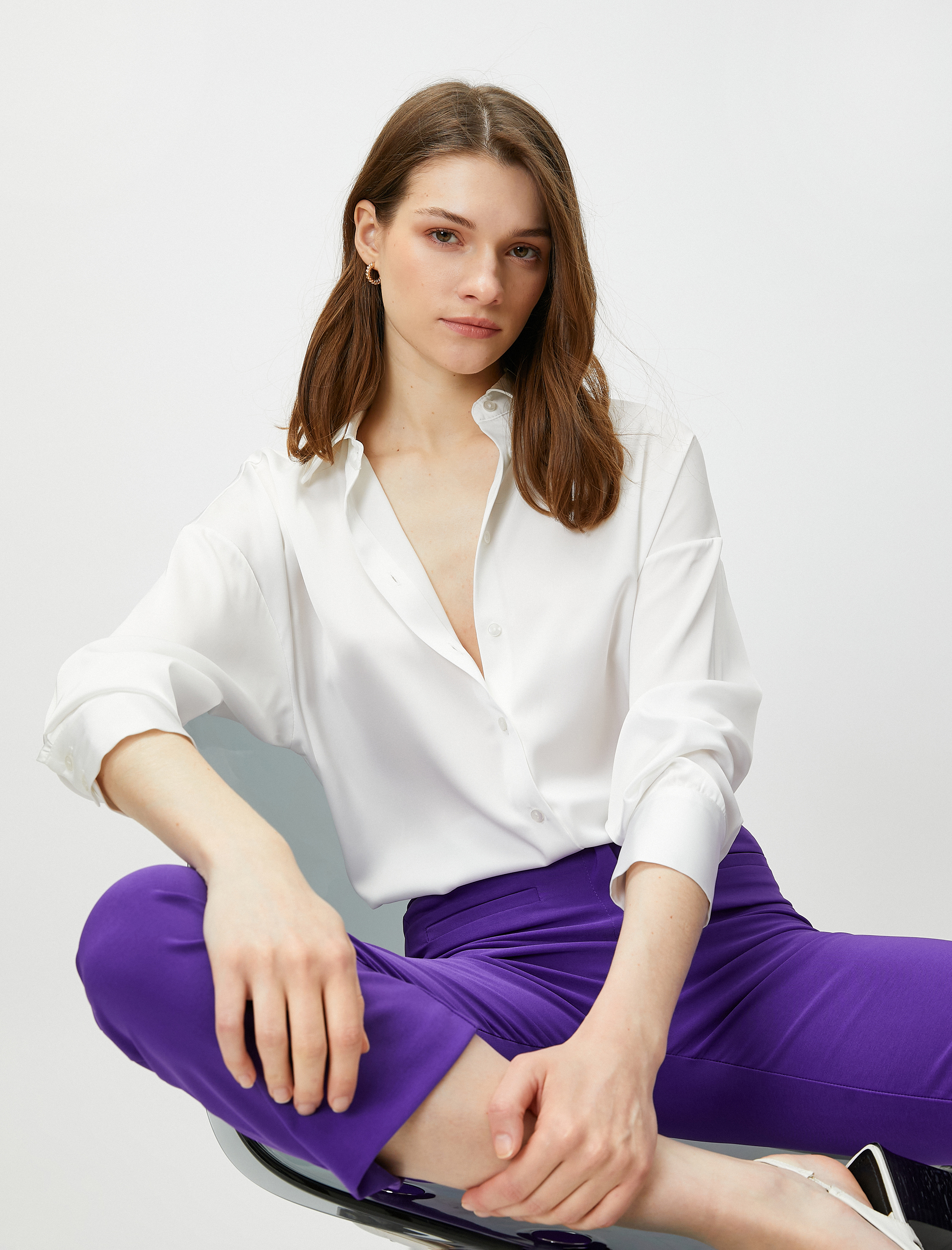   Saten Gömlek Uzun Kollu