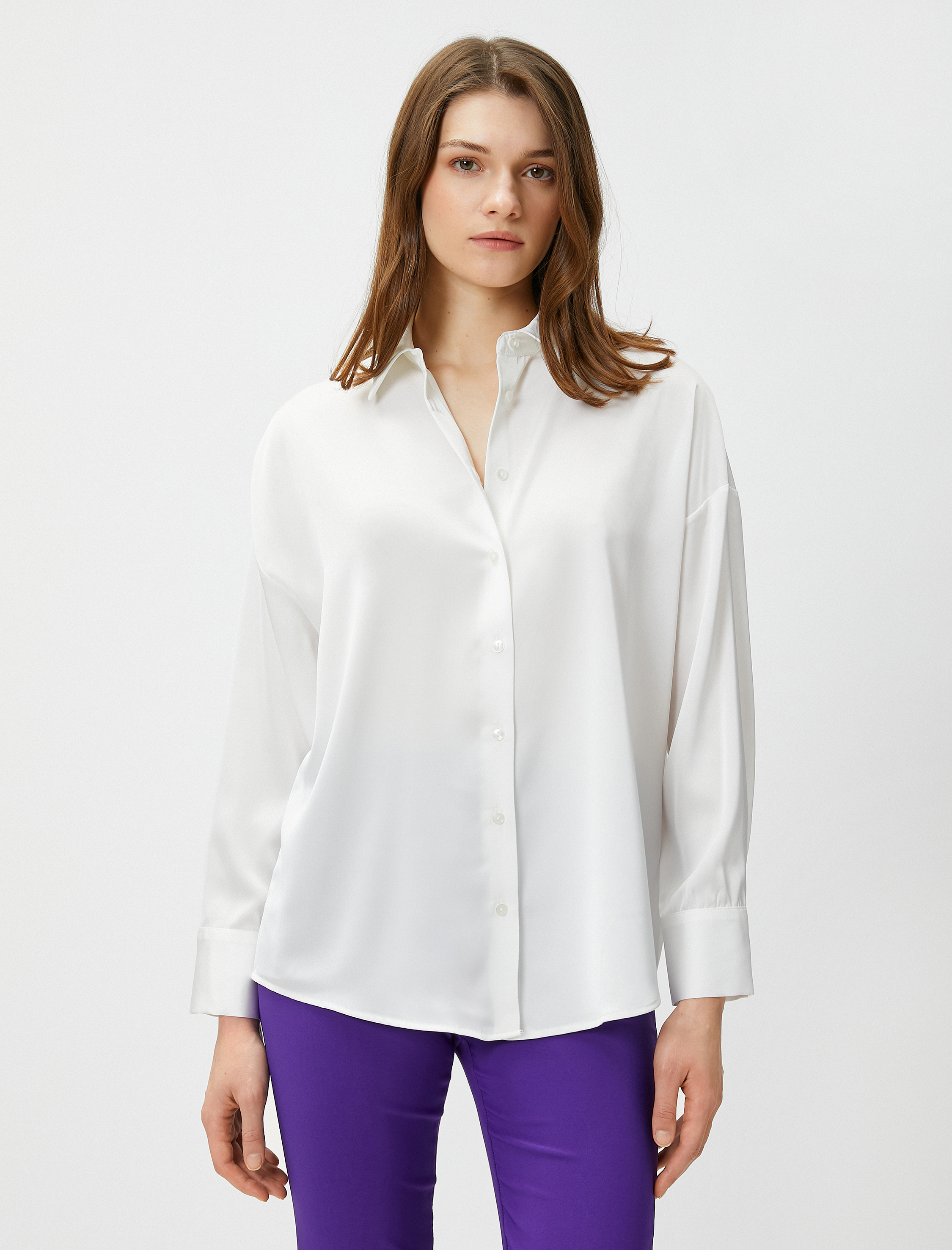   Saten Gömlek Uzun Kollu