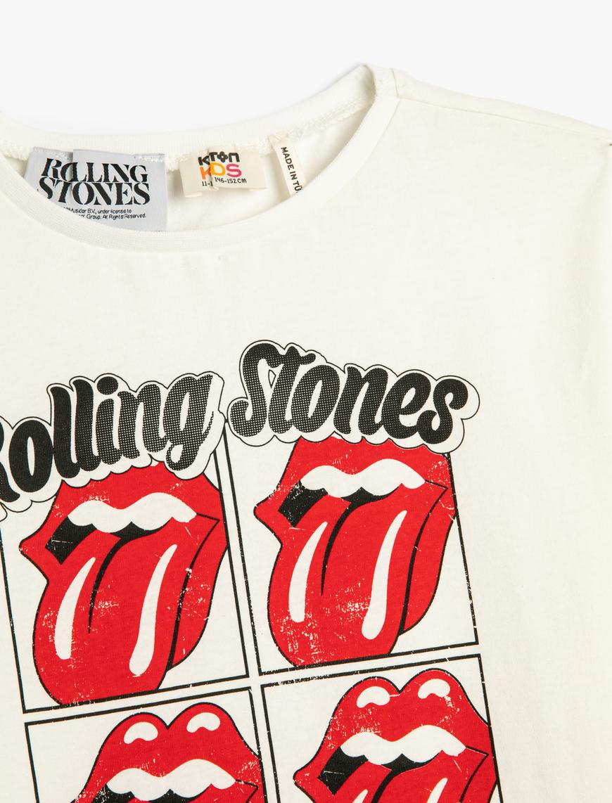  Kız Çocuk Rolling Stones Tişört Lisanslı Kısa Kollu Bisiklet Yaka