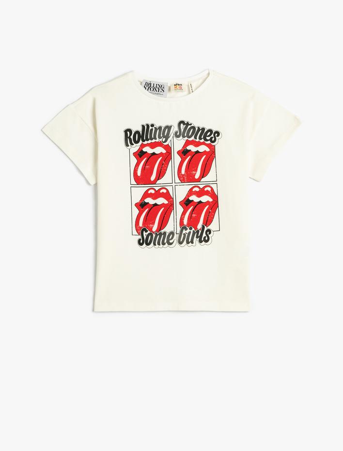 Kız Çocuk Rolling Stones Tişört Lisanslı Kısa Kollu Bisiklet Yaka