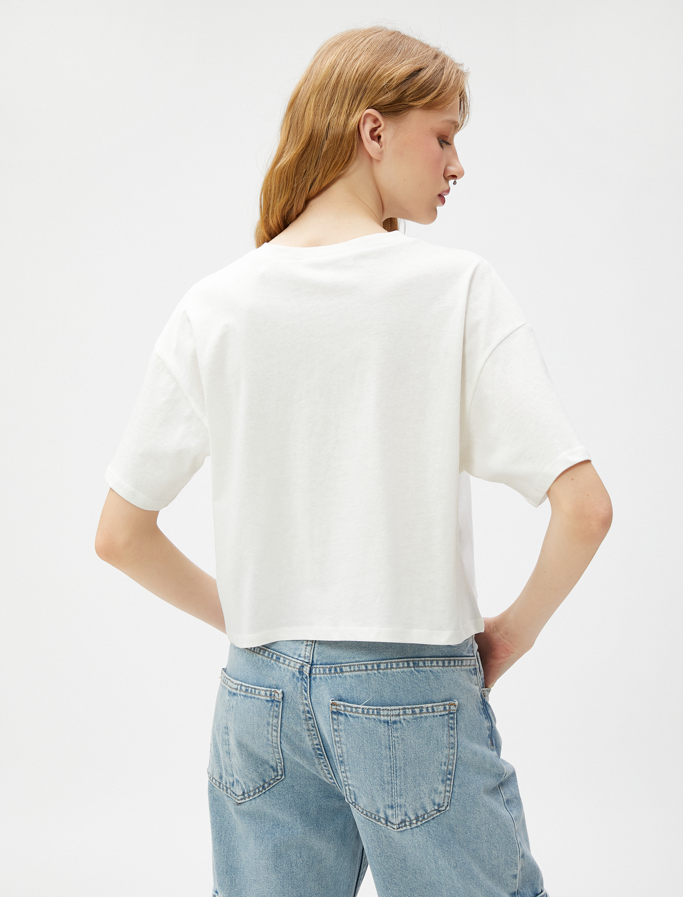   Slogan Baskılı Tişört Bisiklet Yaka Kısa Kollu Pamuklu