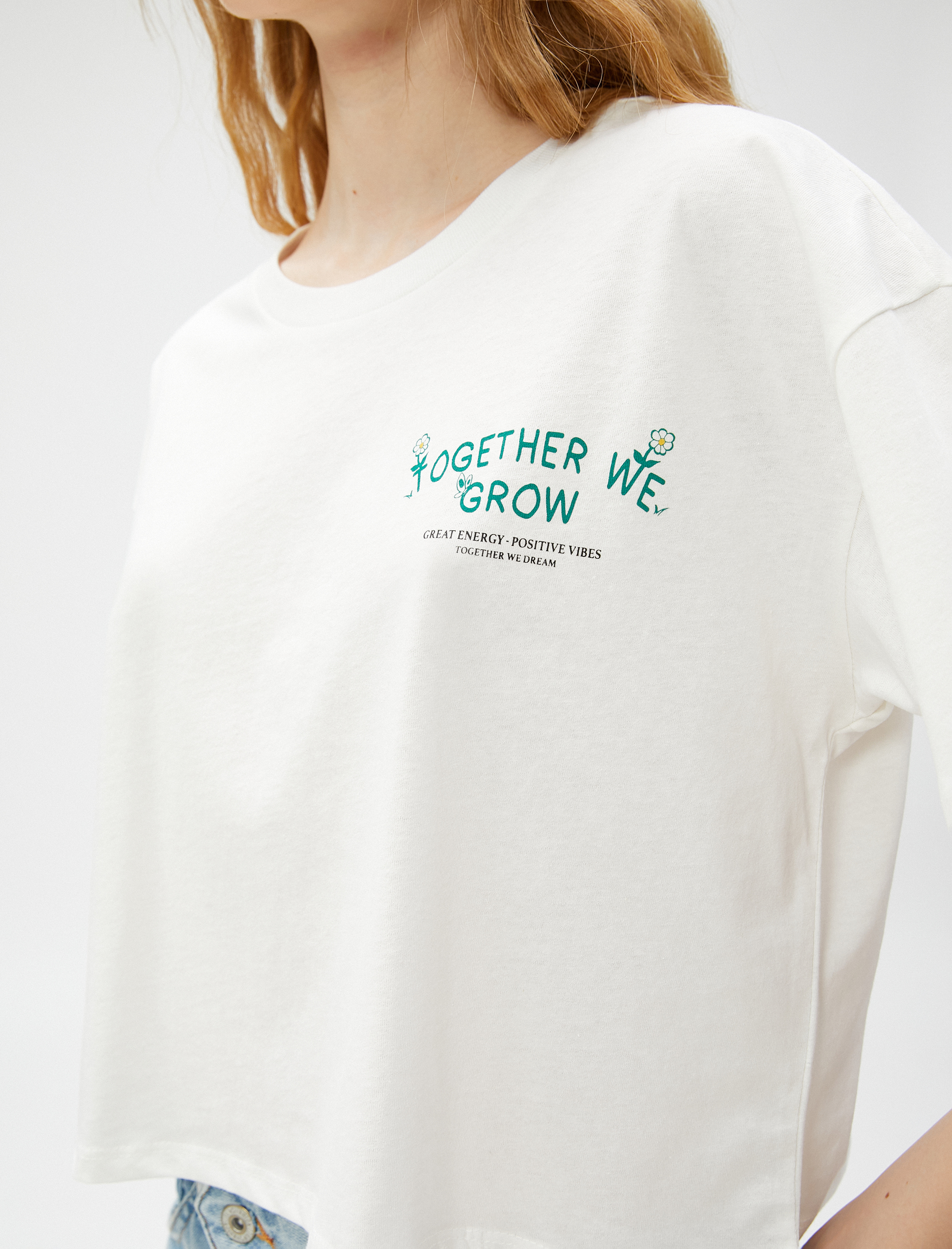   Slogan Baskılı Tişört Bisiklet Yaka Kısa Kollu Pamuklu