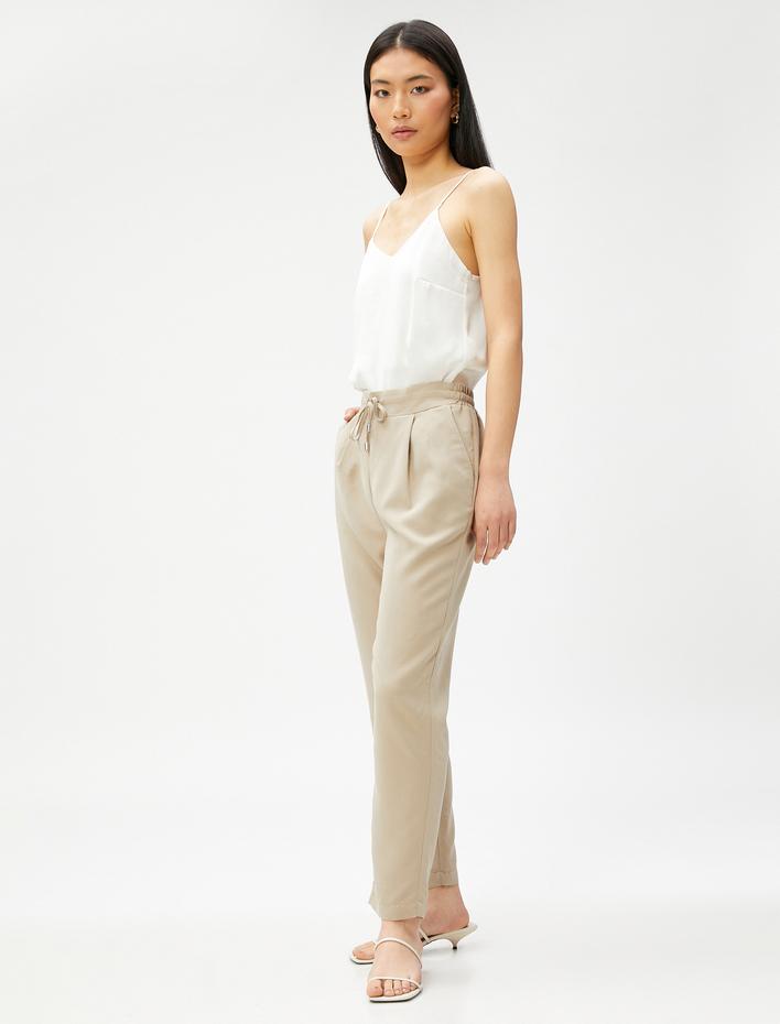  Cepli Beli Bağlamalı Pantolon Modal Karışımlı