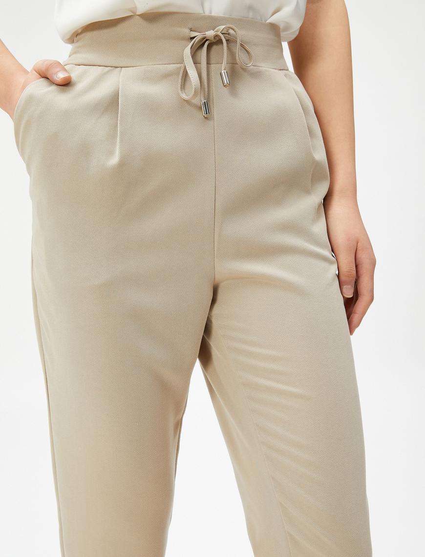   Cepli Beli Bağlamalı Pantolon Modal Karışımlı