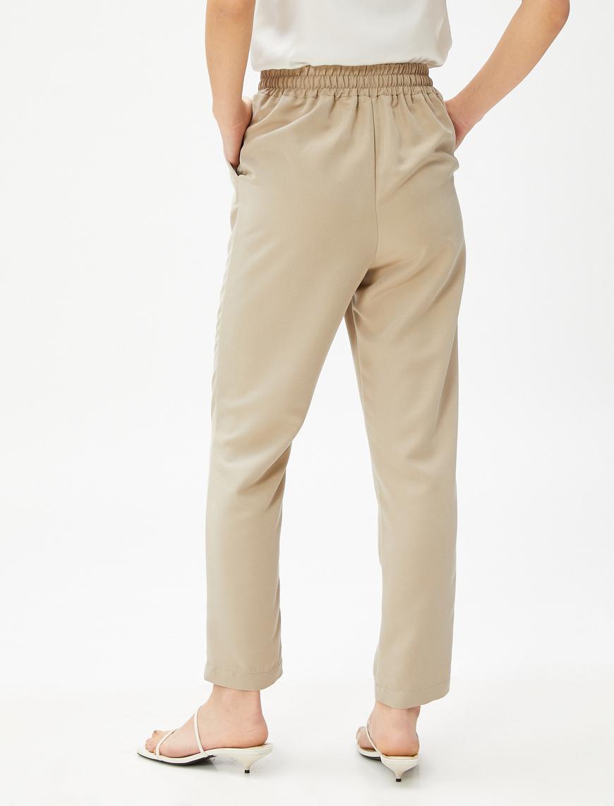   Cepli Beli Bağlamalı Pantolon Modal Karışımlı