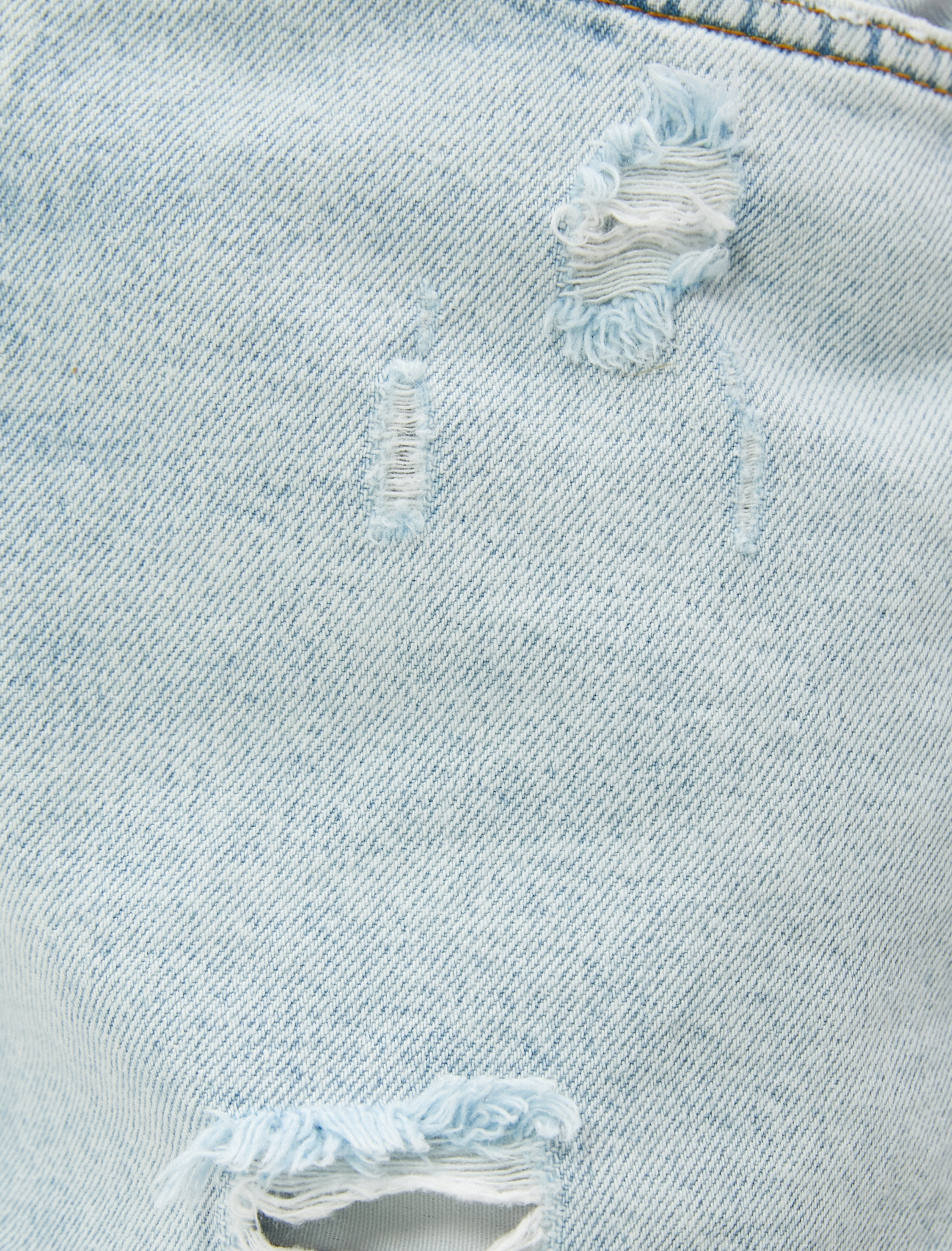   Yırtık Kot Şort Yüksek Bel Cepli Pamuklu