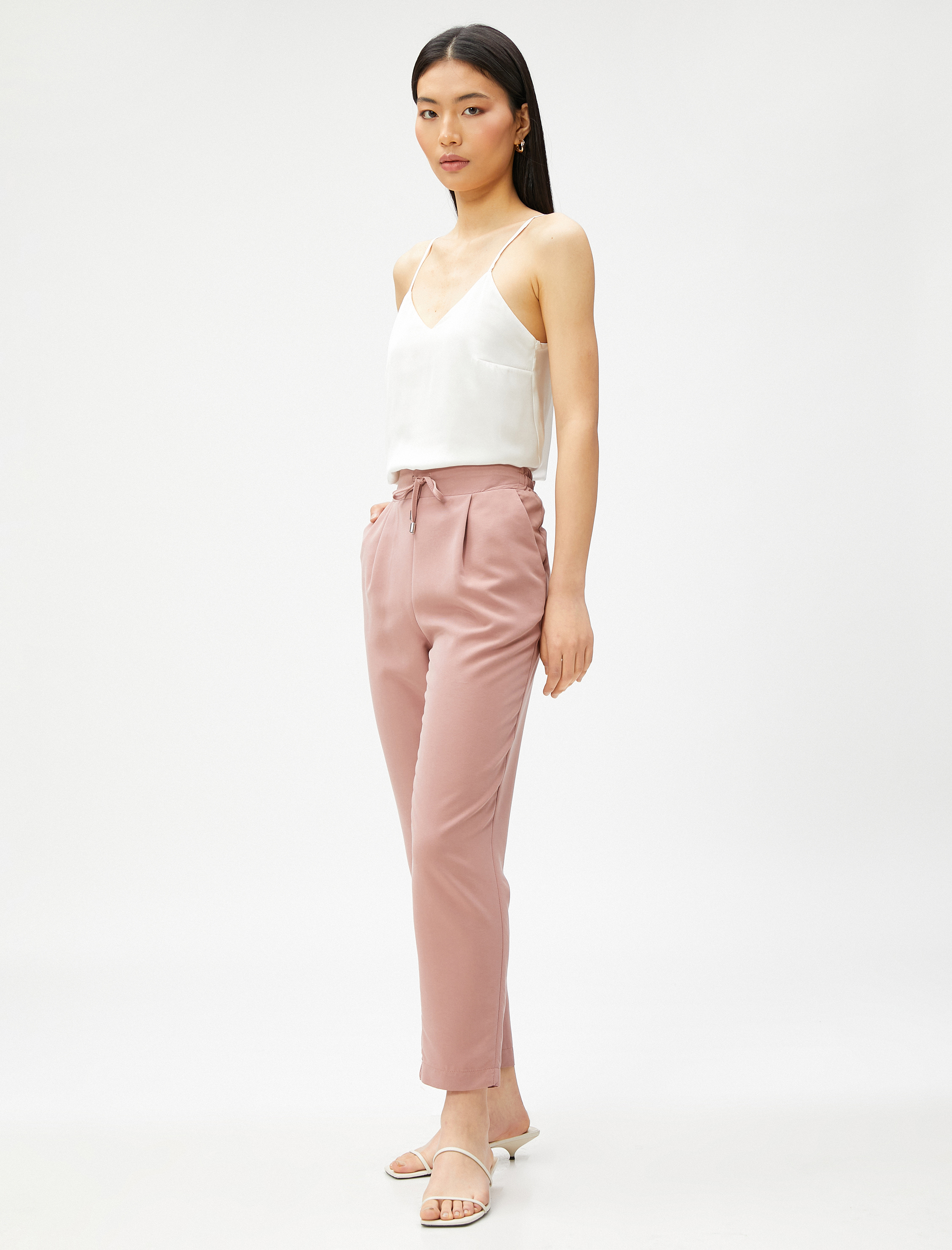   Cepli Beli Bağlamalı Pantolon Modal Karışımlı