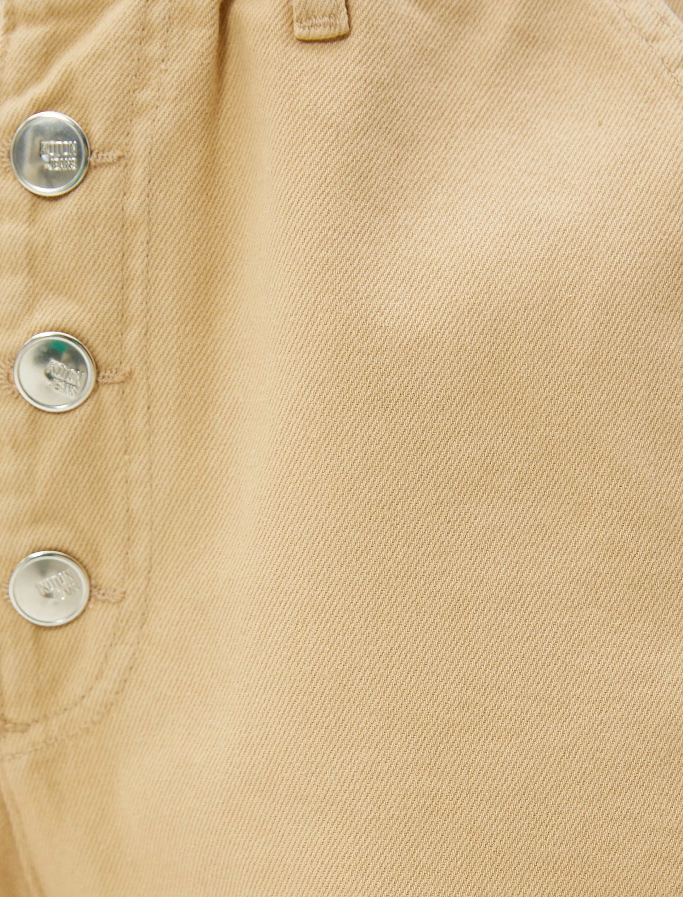   Yüksek Bel Kot Şort Cepli Lastikli Düğmeli