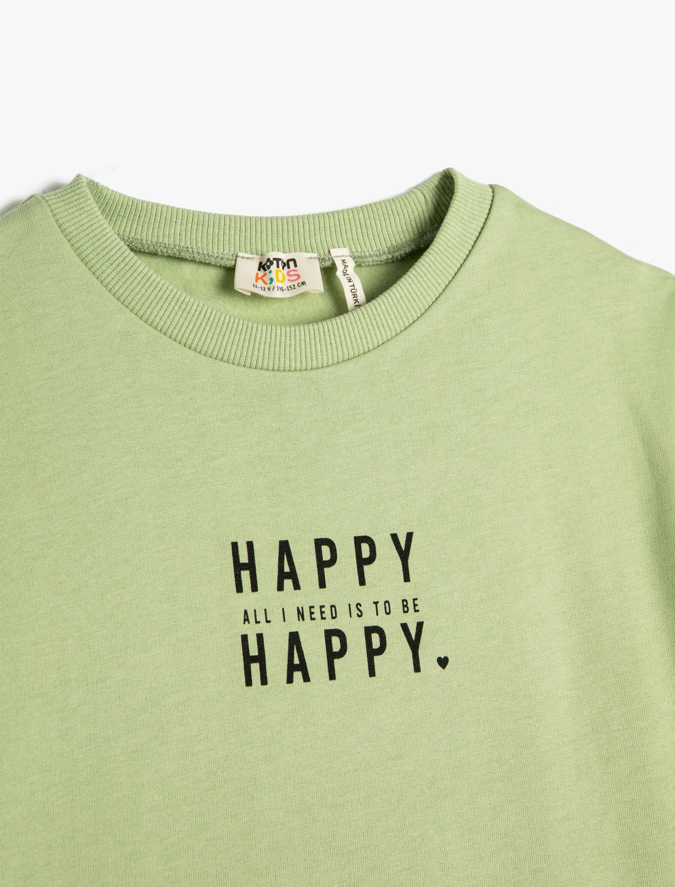  Kız Çocuk Sweat Baskılı Slogan Temalı Uzun Kollu Bisiklet Yaka