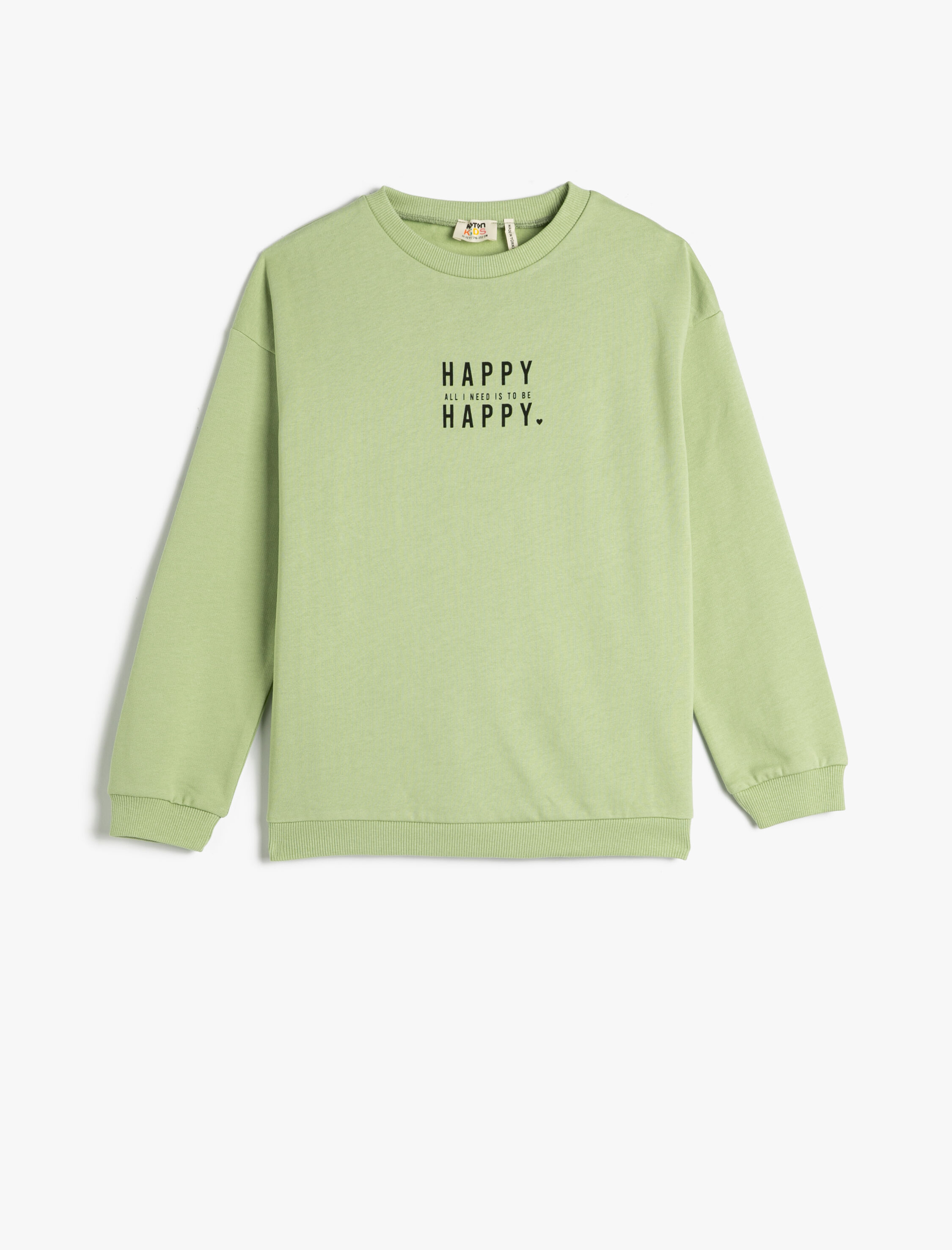  Kız Çocuk Sweat Baskılı Slogan Temalı Uzun Kollu Bisiklet Yaka