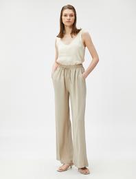 Rahat Pantolon Bol Paça Beli Bağlamalı