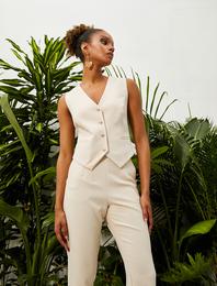 Blazer Yelek Cep Detaylı Düğmeli