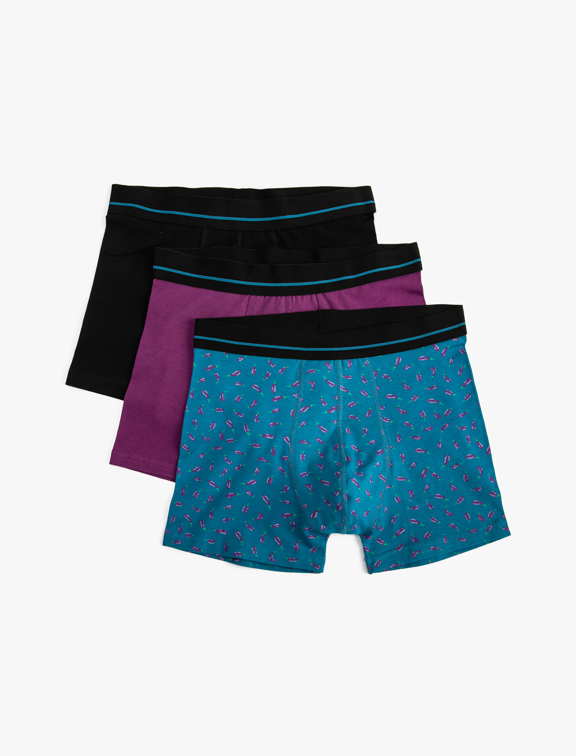   3'lü Baskılı Boxer Seti Beli Lastikli Pamuklu
