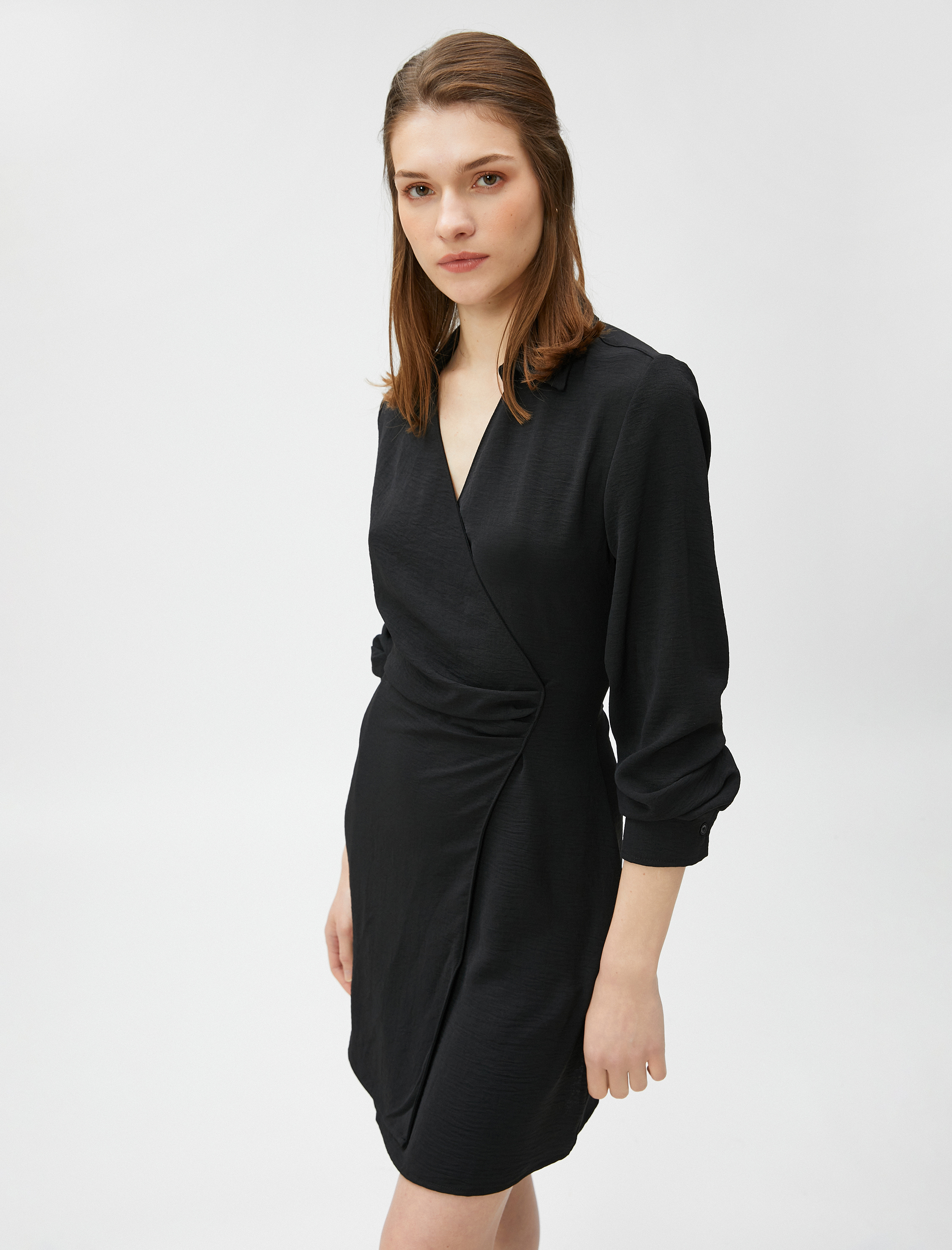   Mini Elbise Gömlek Yaka Anvelop