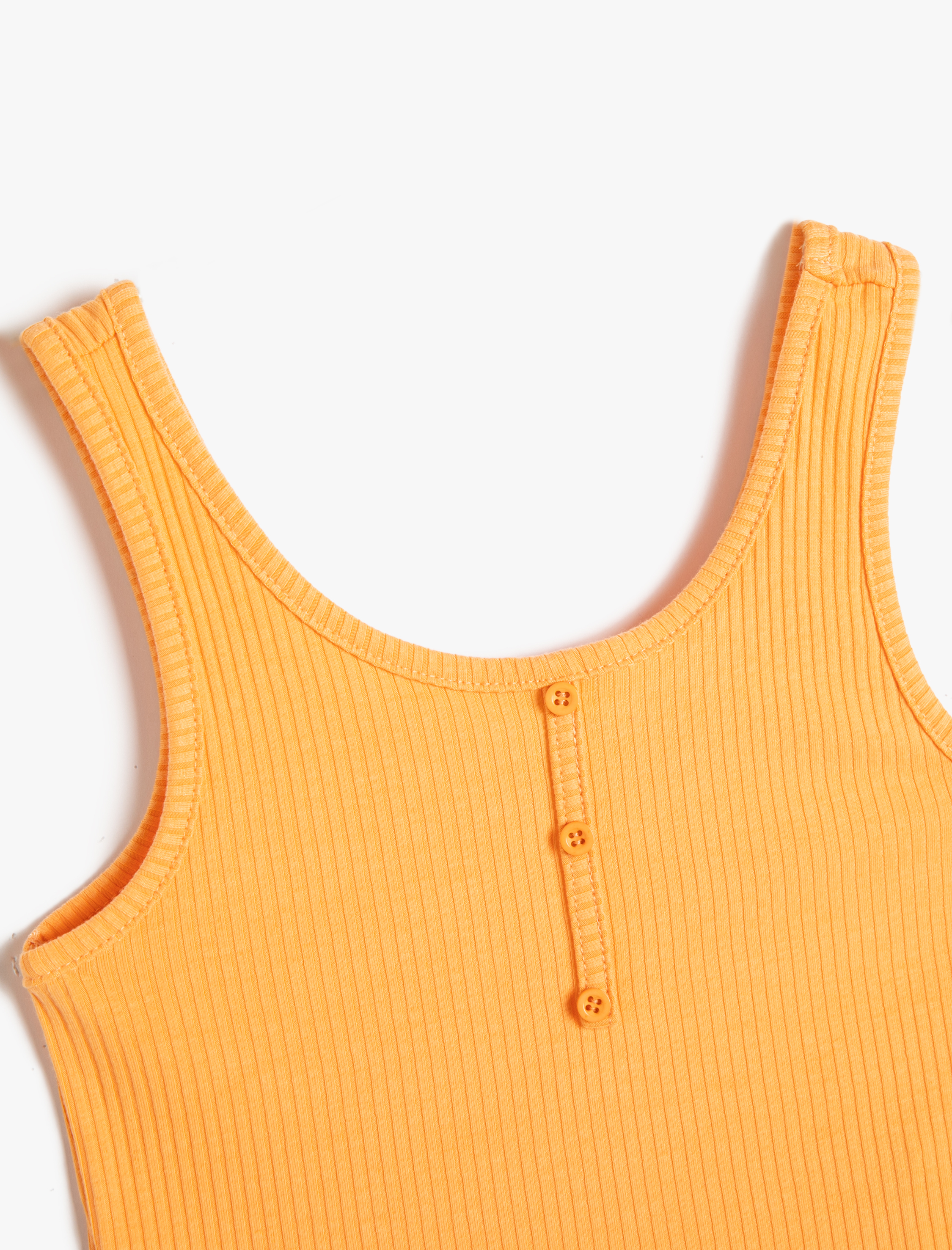  Kız Çocuk Atlet Crop Kolsuz Kalın Askılı U Yaka Düğme Detaylı