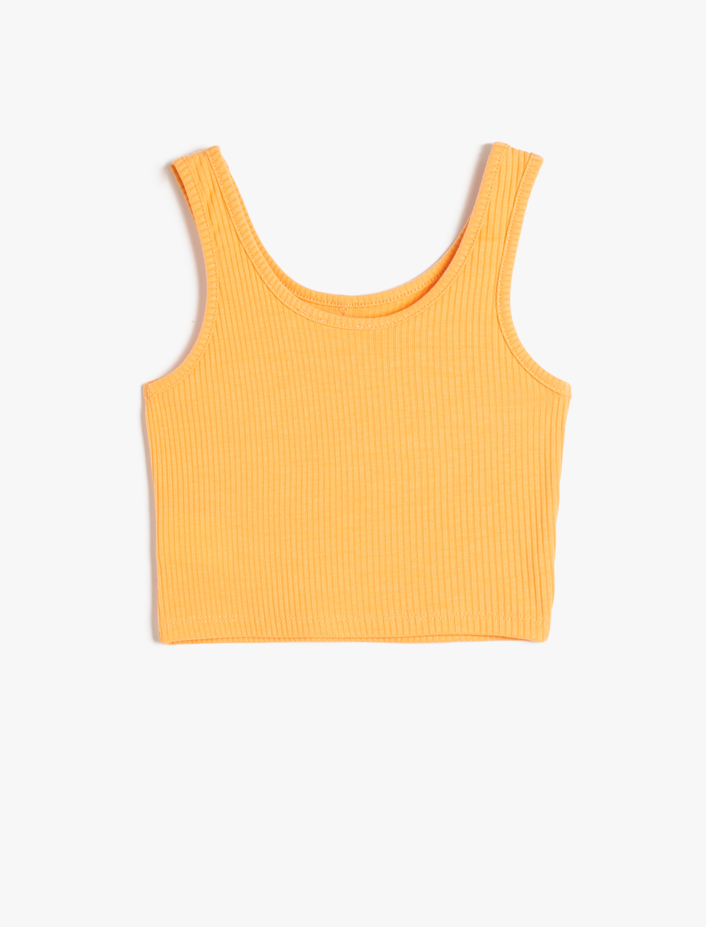  Kız Çocuk Atlet Crop Kolsuz Kalın Askılı U Yaka Düğme Detaylı