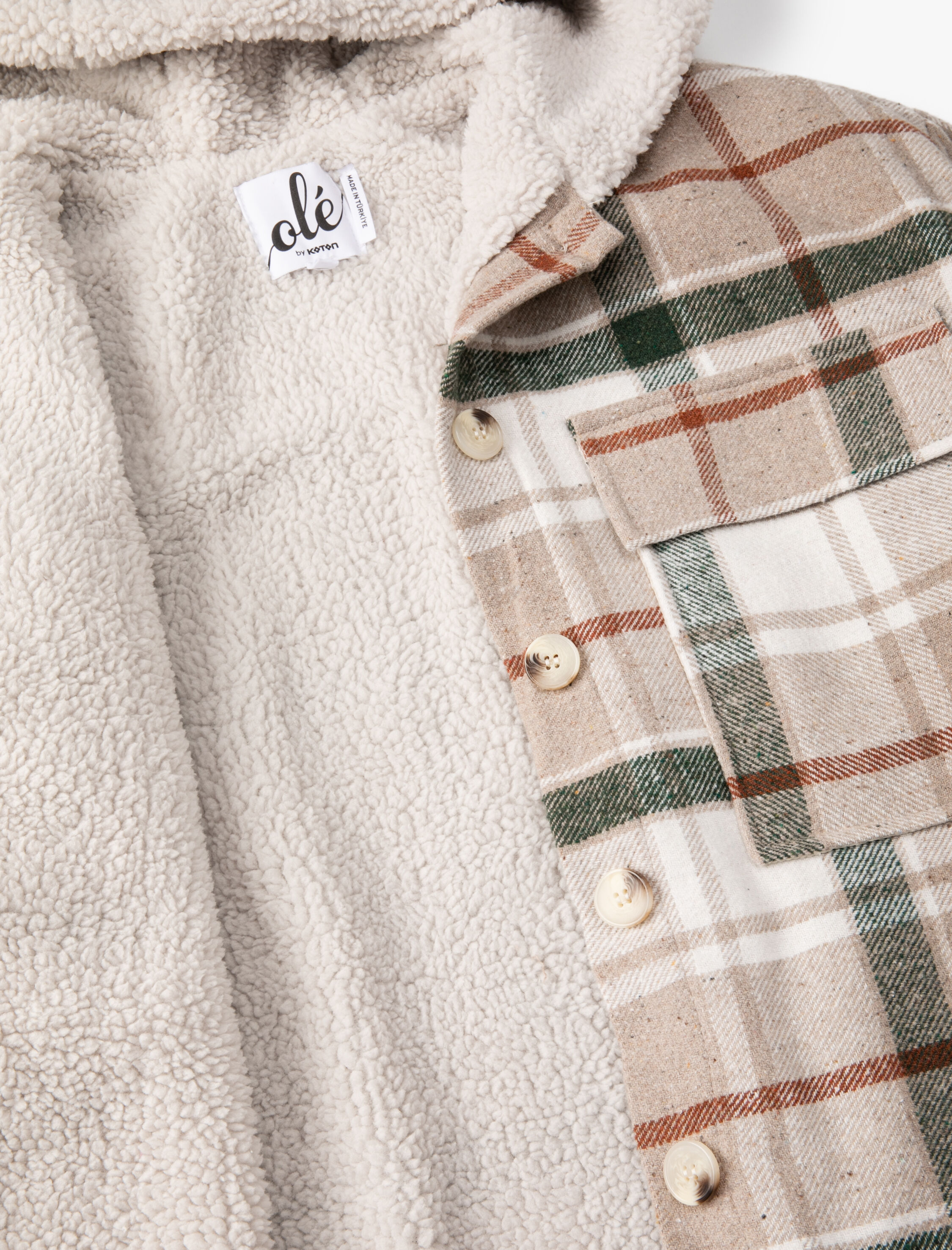   Oversize Oduncu Gömlek Ceket Kapüşonlu İçi Peluş