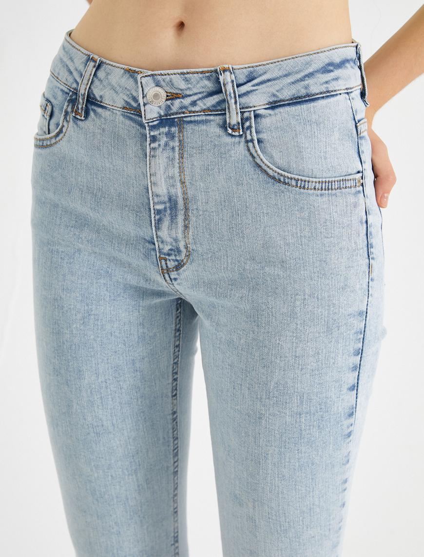   Crop Paçalı Normal Bel Kot Pantolon - Kick Flare Jean