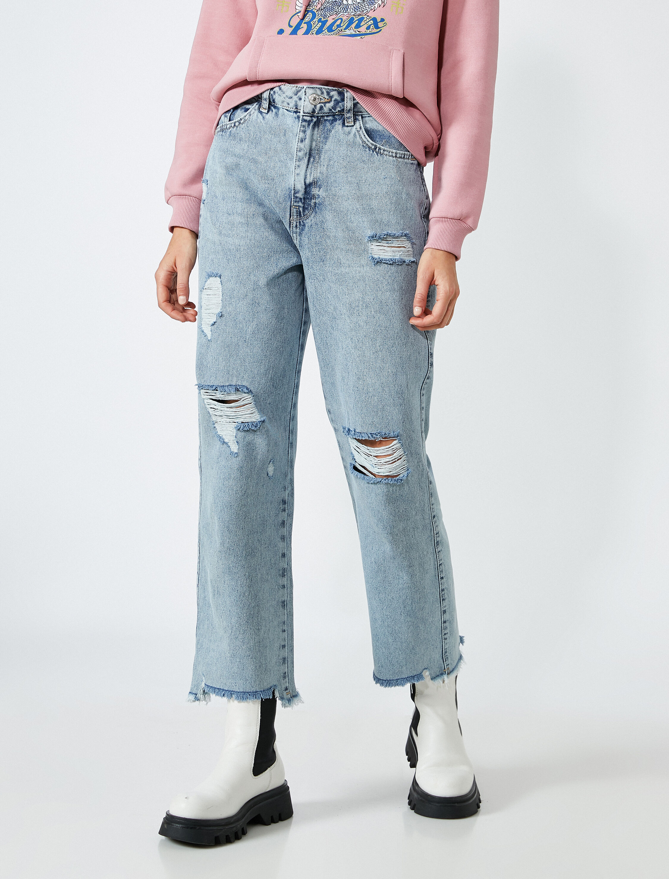   Yüksek Bel Kot Pantolon - Straight Jean