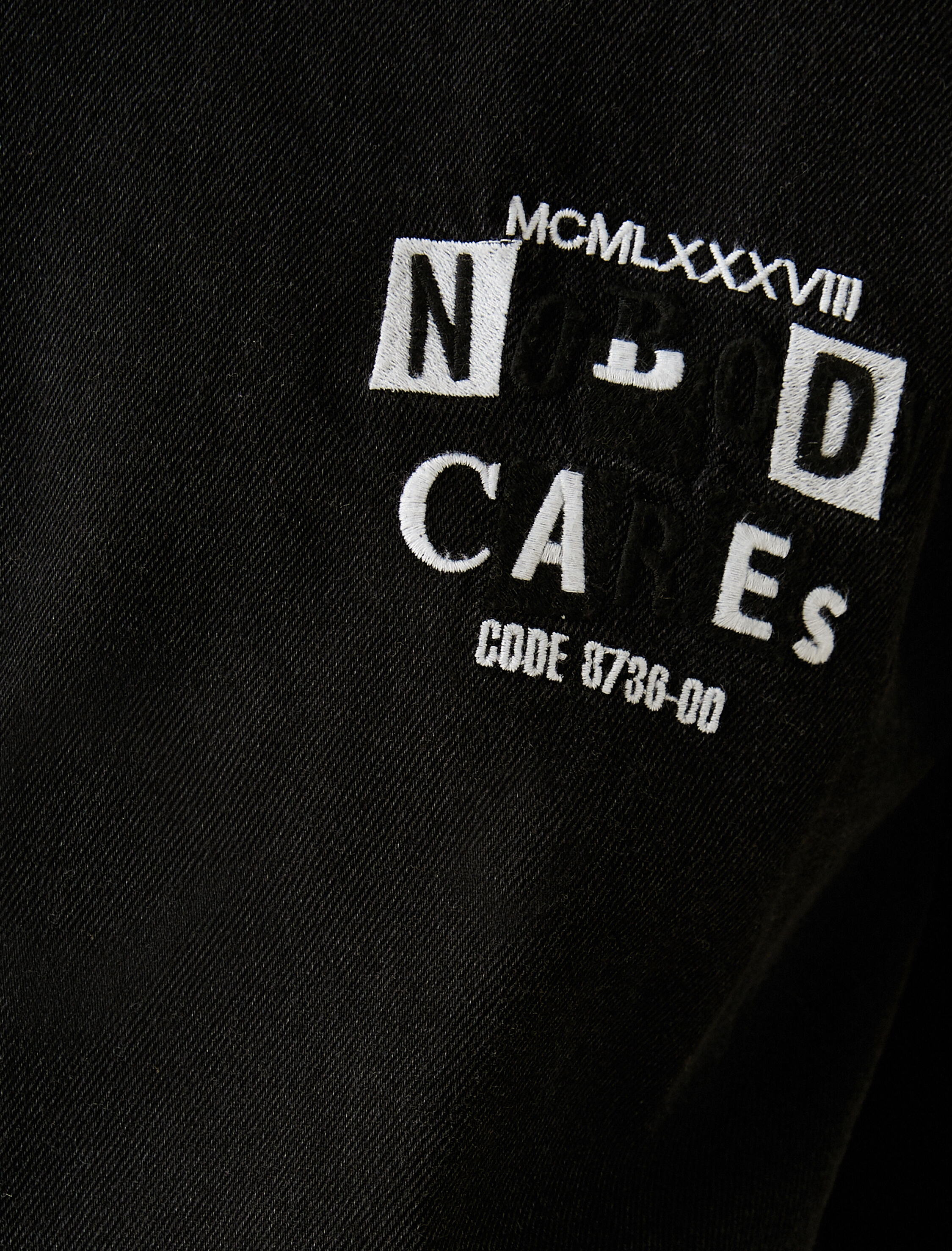 Kapşonlu Kot Ceket Slogan İşlemeli Fermuarlı Cepli