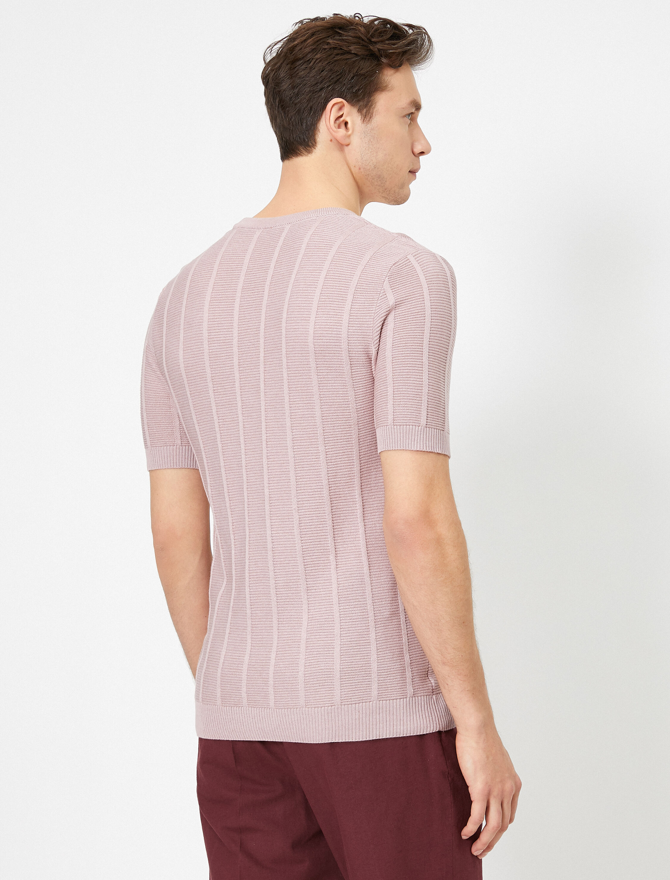 Bisiklet Yaka Dokulu Kumaş Regular Fit Triko Kazak