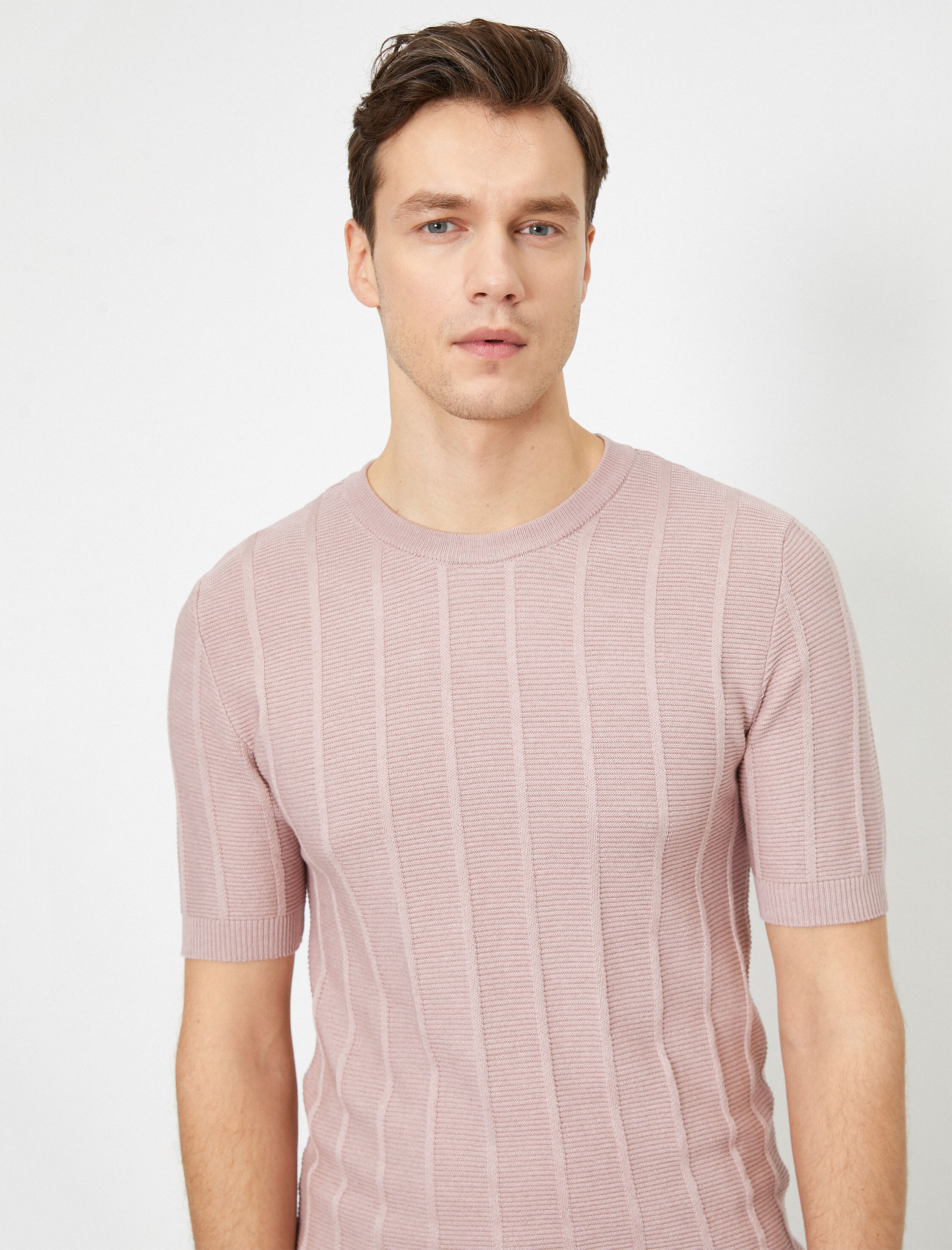 Bisiklet Yaka Dokulu Kumaş Regular Fit Triko Kazak
