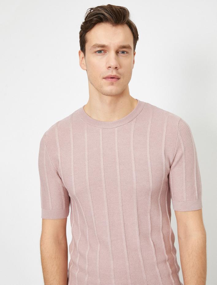  Bisiklet Yaka Dokulu Kumaş Regular Fit Triko Kazak