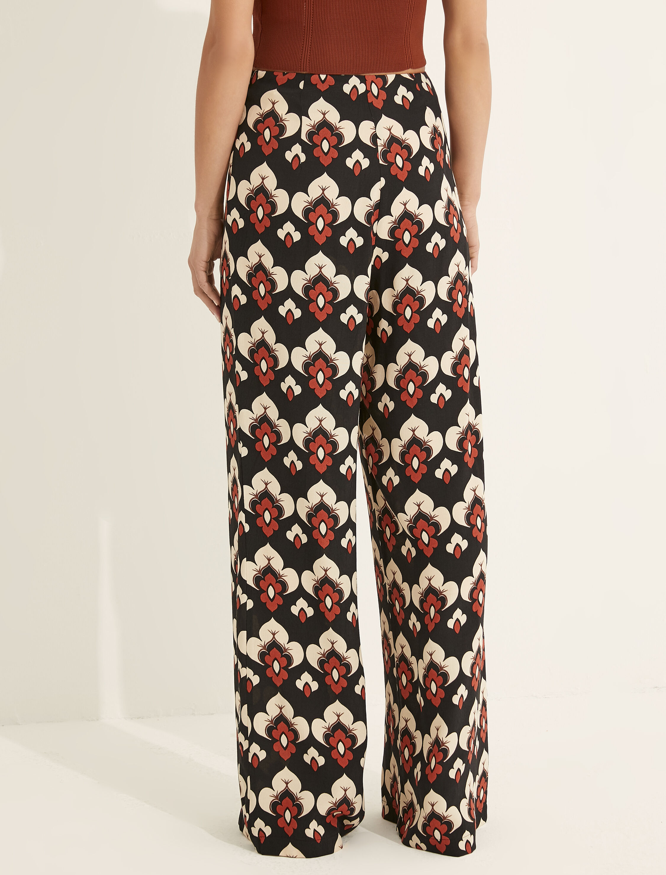   Melis Ağazat X Koton - Desenli Bol Paça Pantolon